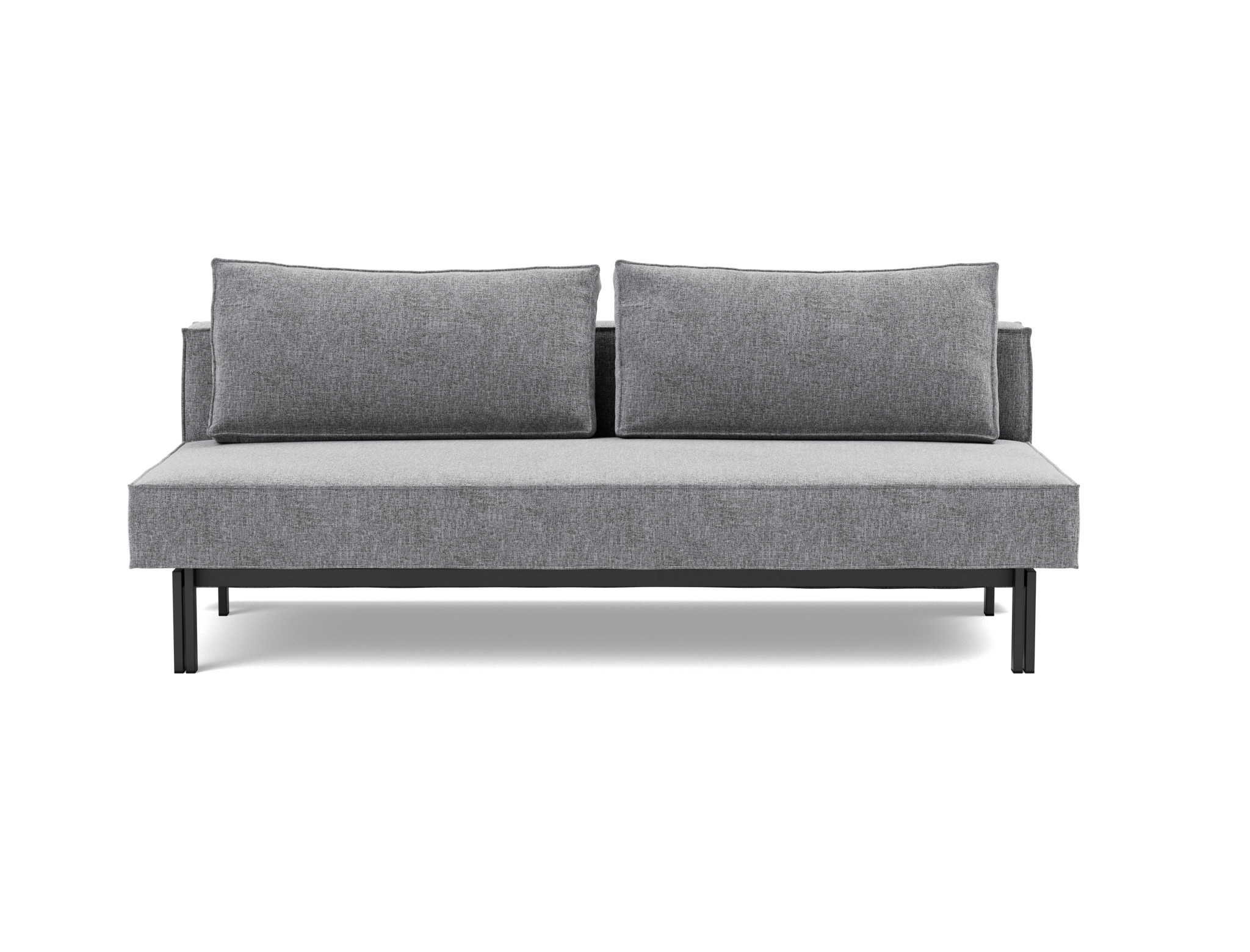 Schlafsofa Sly Strukturierter Stoff Twist 565-Granite Beine Schwarzes Metall