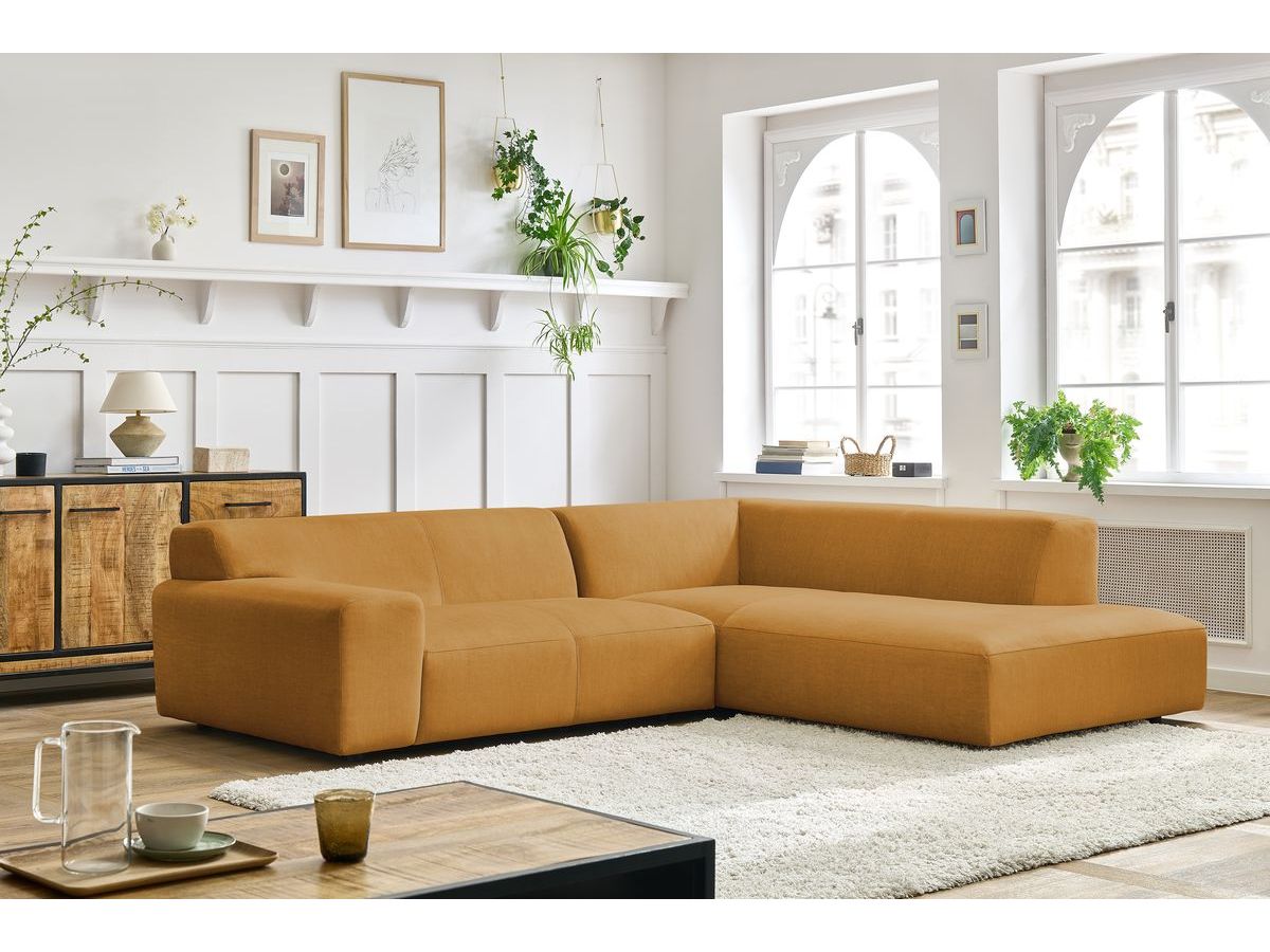 Bobochic Lavena Ecksofa 272 × 220 cm Samt Gelb Ecke rechts