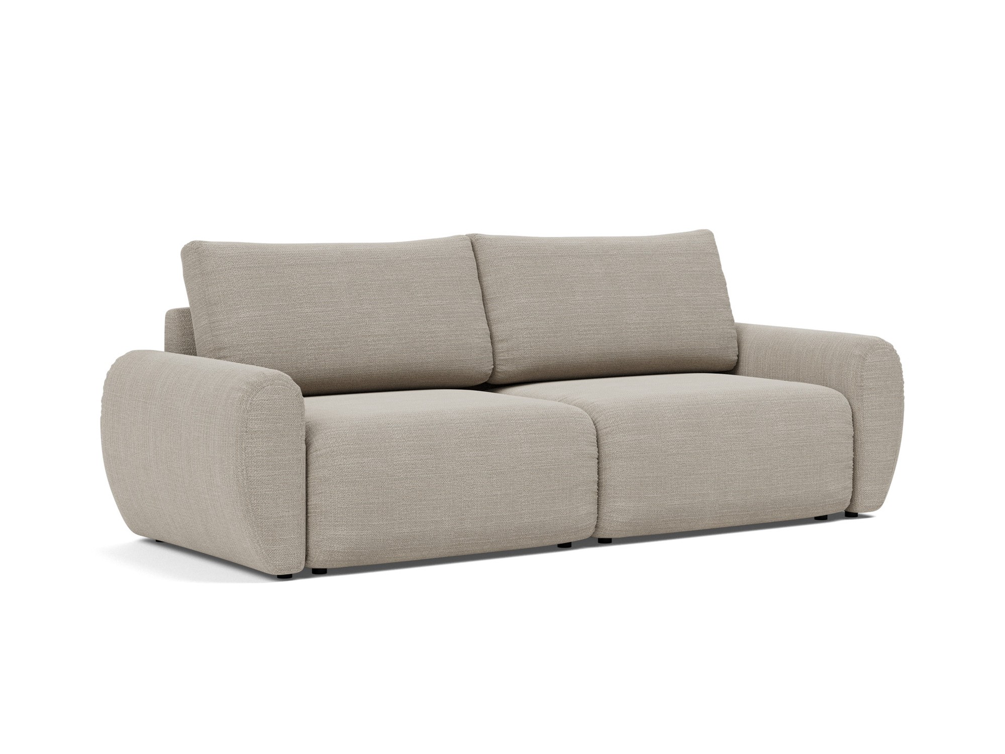 Schlafsofa Norum mit Curve-Armlehnen Strukturierter Stoff Kenya 579-Gravel