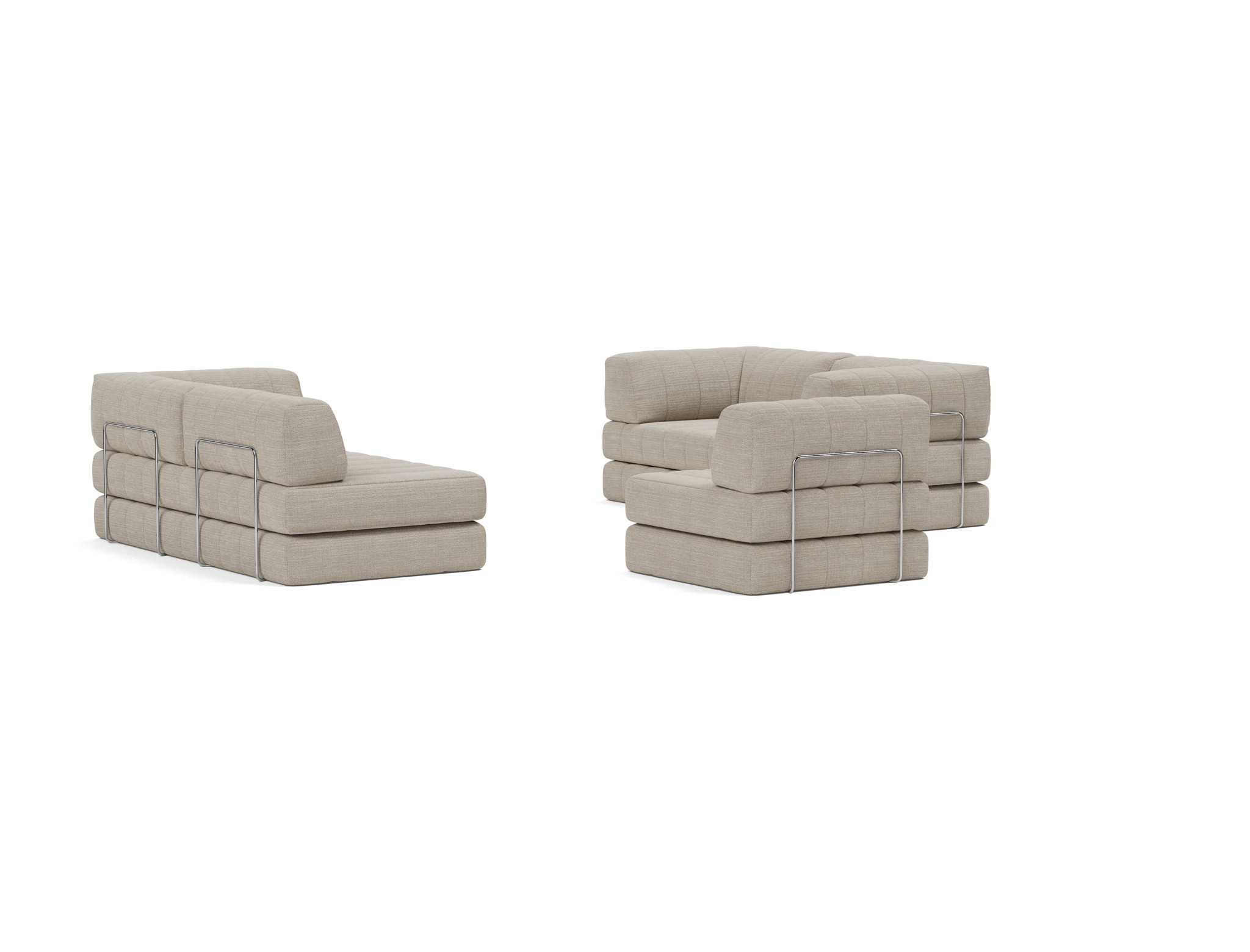 Eck-Schlafsofa CozyPad mit Armlehnen Strukturierter Stoff Kenya 579-Gravel