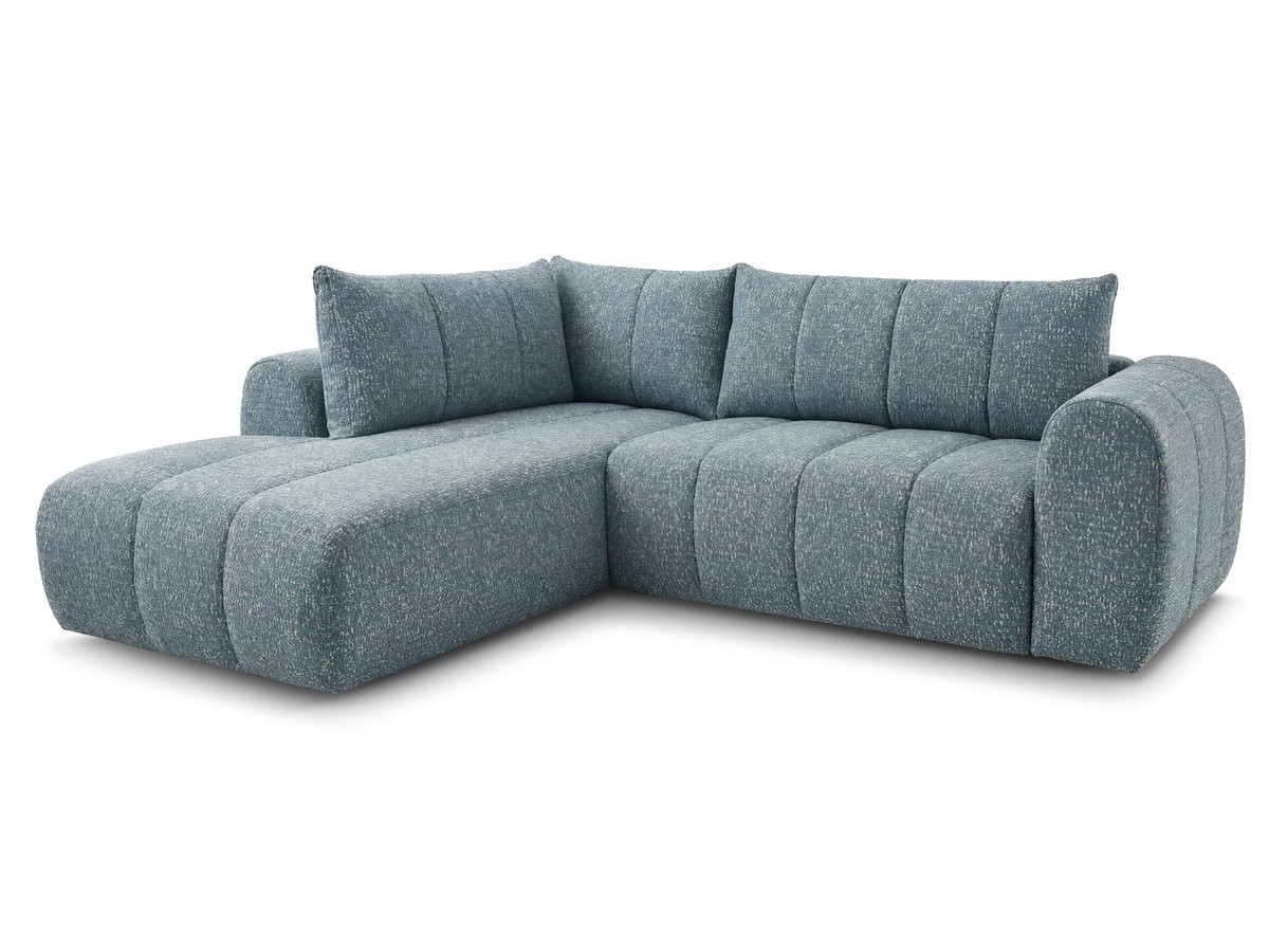 Bobochic Nesty Ecksofa in L-Form, 256 cm Melange-Stoff Blau Ecke links