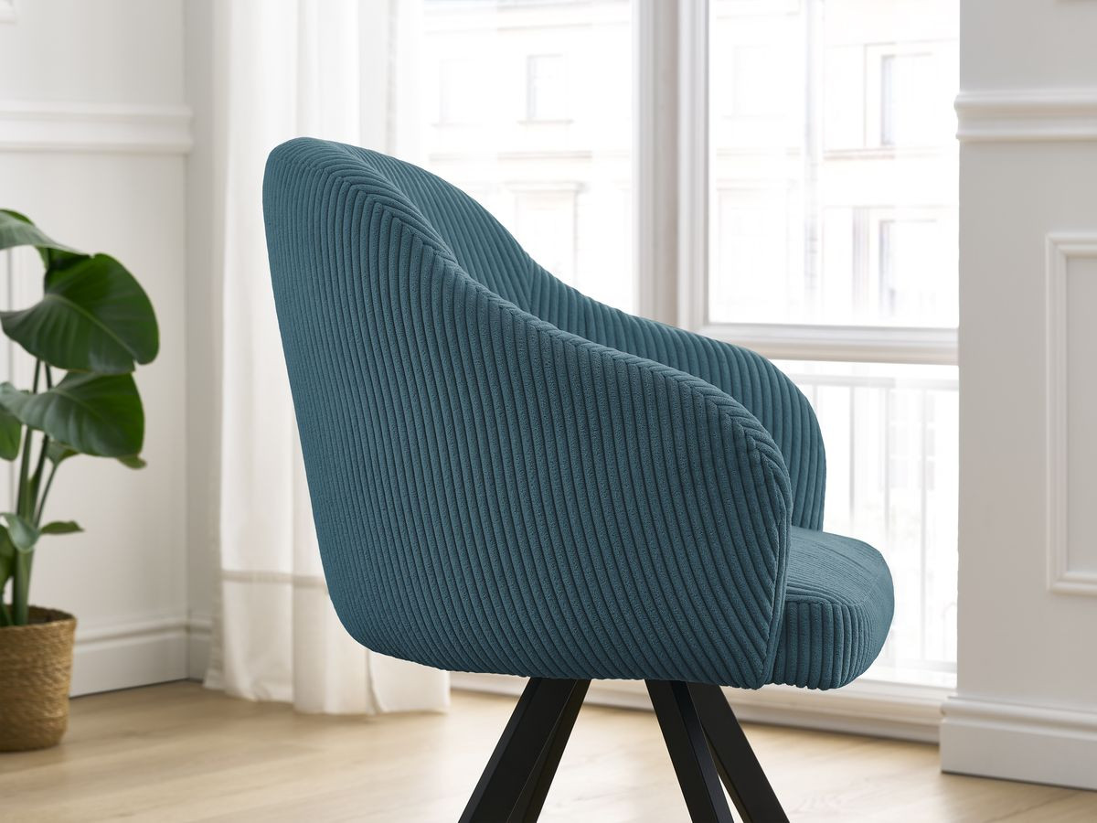 Bobochic Sophie Esszimmerstuhl 2er-Set mit Sternfuß Cordsamt Dunkelblau