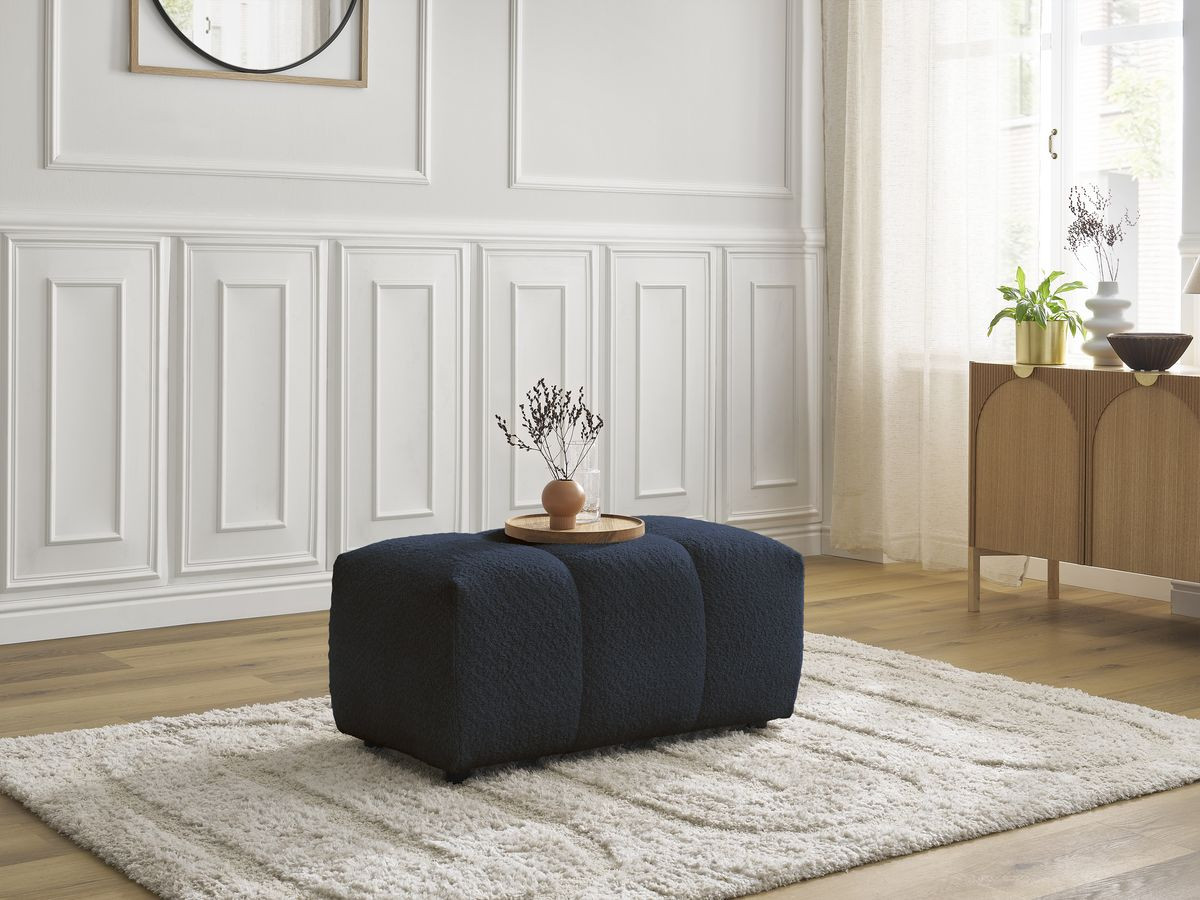Bobochic Roxelane Pouf Bouclé-Stoff Dunkelblau