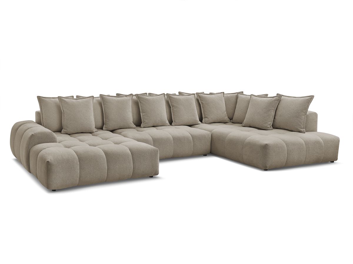 Bobochic Everest Wohnlandschaft, 14 Kissen Melange-Stoff Taupe Ecke links