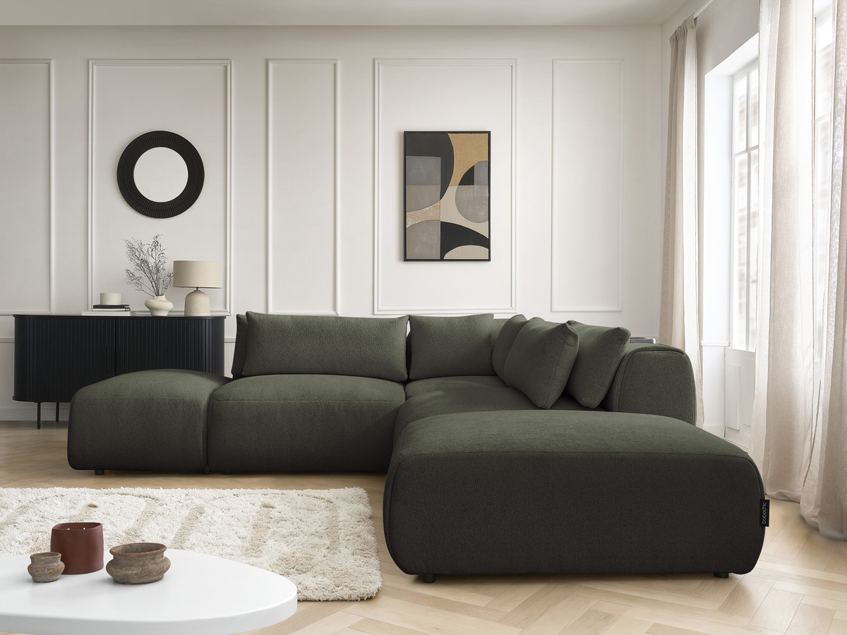 Bobochic Jana Ecksofa Melange-Stoff Grün