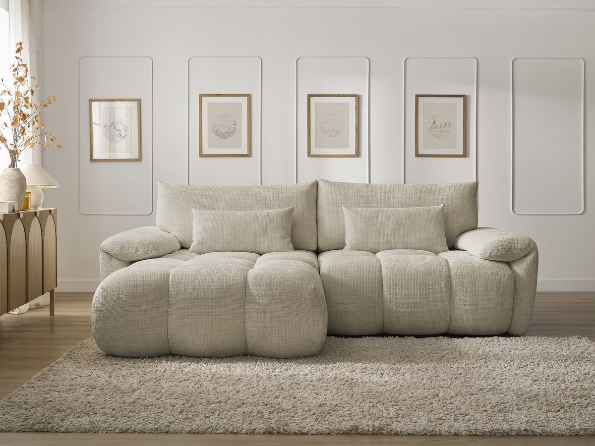 Bobochic Ivane Ecksofa Strukturstoff Beige Ecke links
