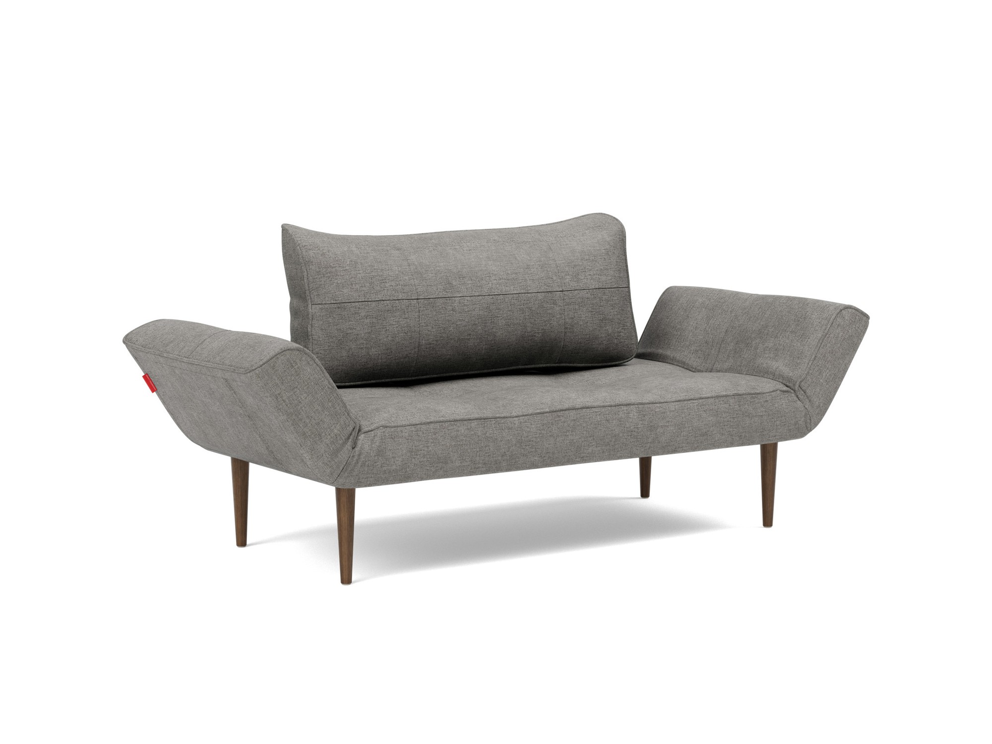 Tagesbett Zeal Flachgewebe Avella 282-Warm-Grey Beine Styletto Eiche dunkel