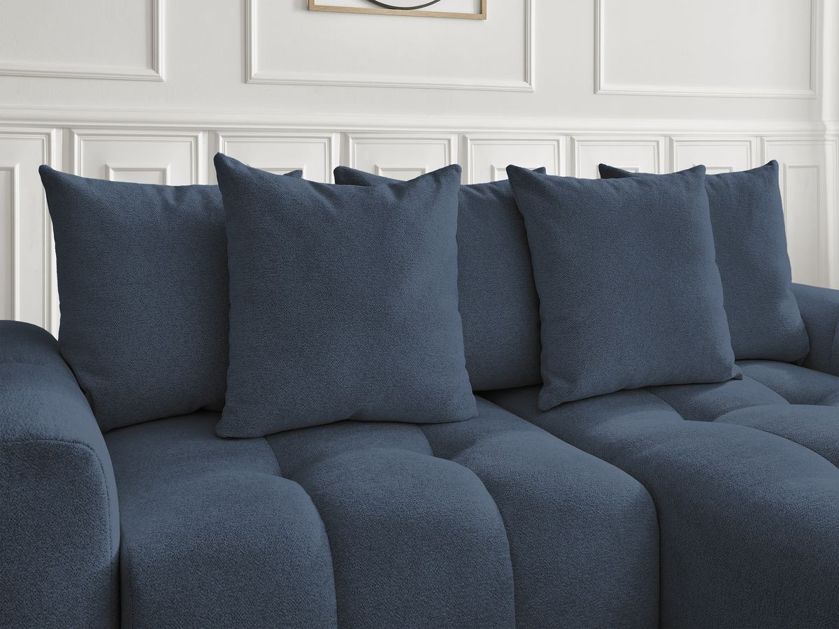 Bobochic Roxelane Ecksofa mit Schlaffunktion und Bettkasten 258 × 150 cm Melange-Stoff Dunkelblau Ecke rechts