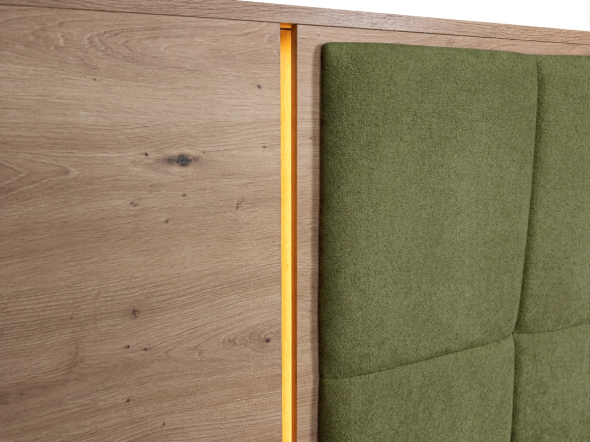 Bobochic Ryokan Polsterbett mit Bettkasten Strukturstoff Dunkelgrün, Liegefläche 140 × 190 cm