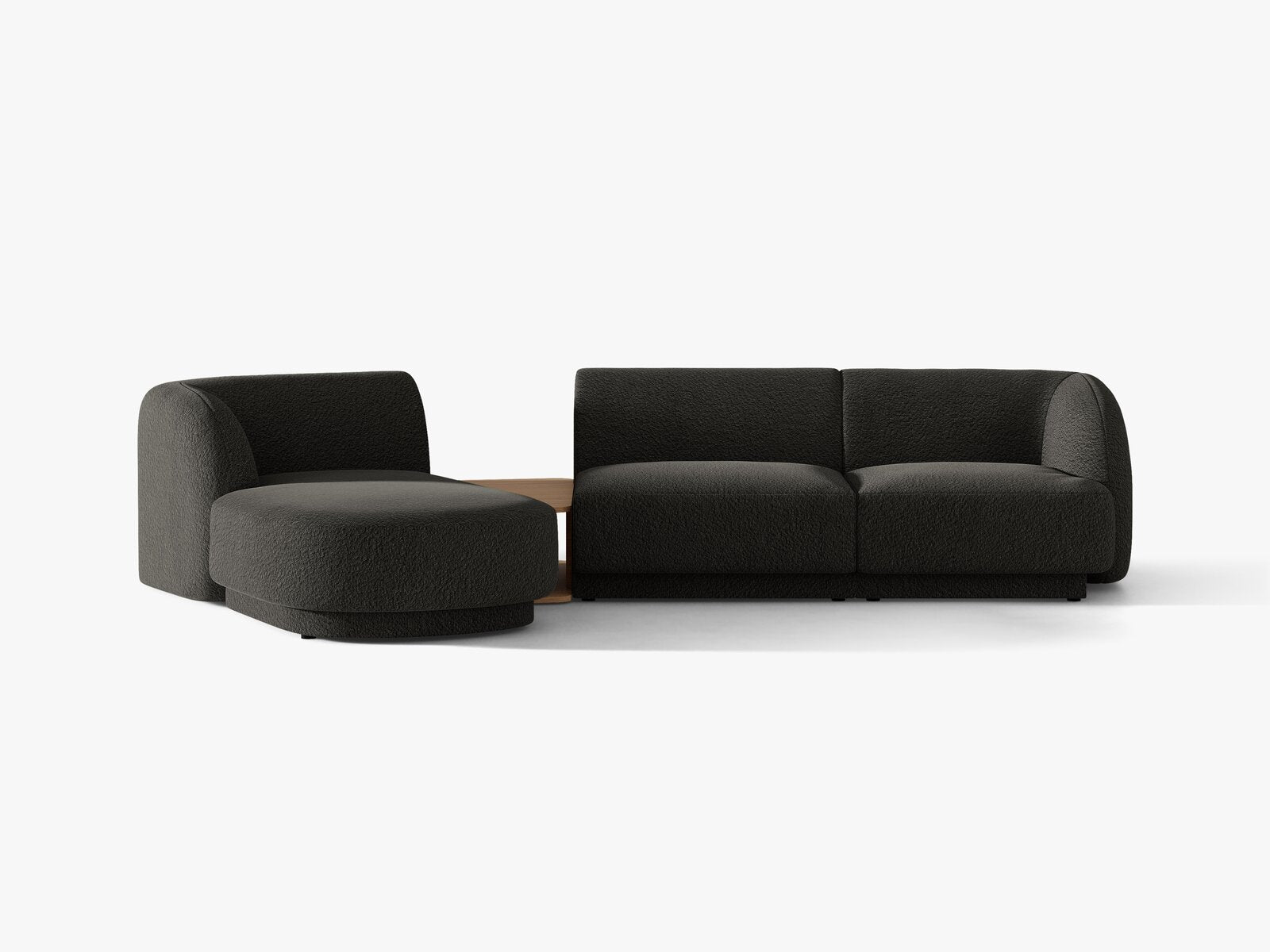 Micadoni Modulares Sofa Miley mit Recamiere 3-Sitzer Links Boucle Baloo Braun