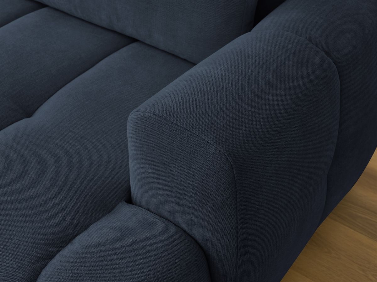 Bobochic Fuji Ecksofa mit Schlaffunktion und Bettkasten und Pouf 292 × 160 cm Stoff Dunkelblau Ecke links