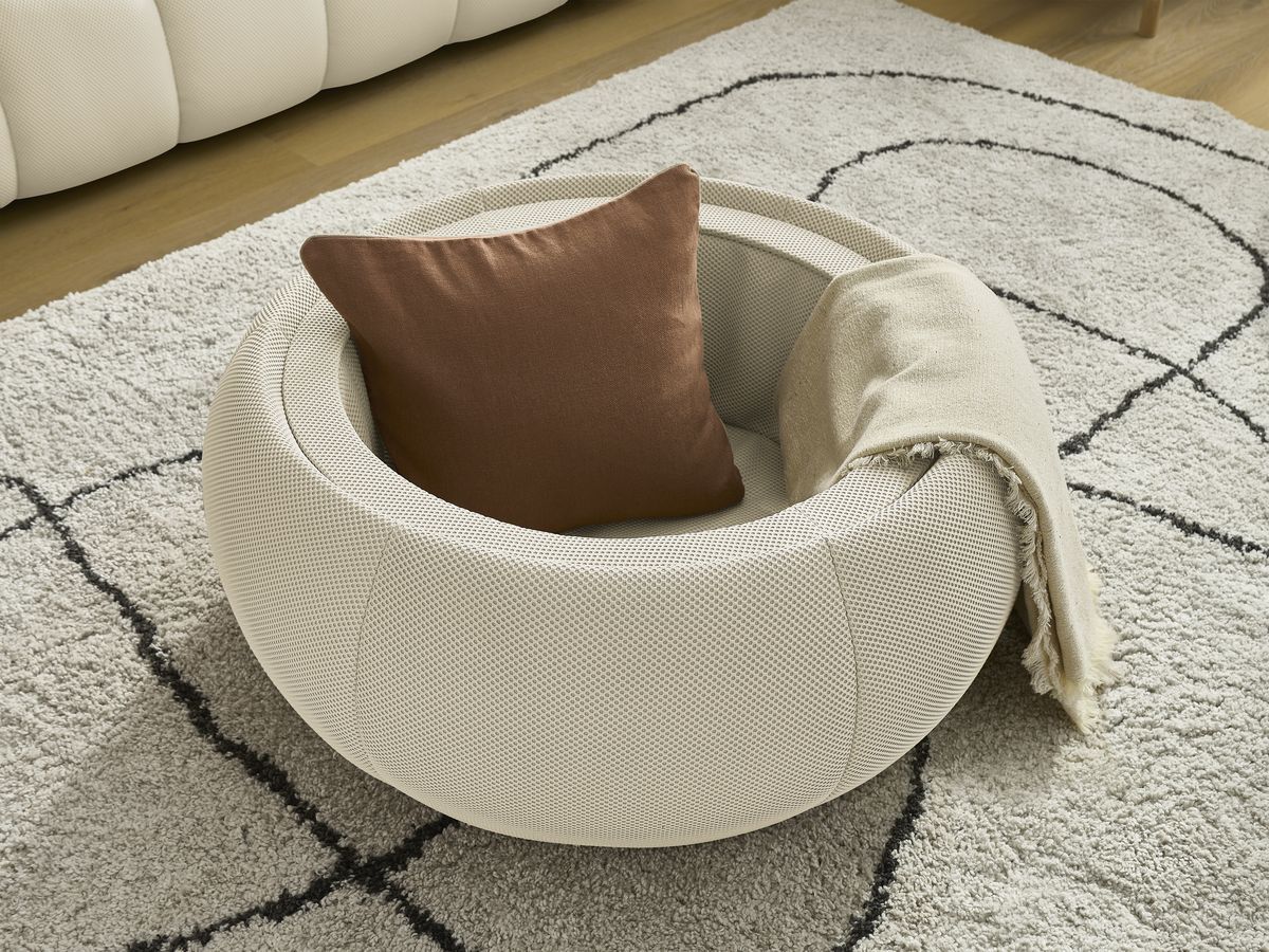 Bobochic Hayden Sofa 3-Sitzer mit Pouf 256 × 107 cm Mesh-Stoff Beige