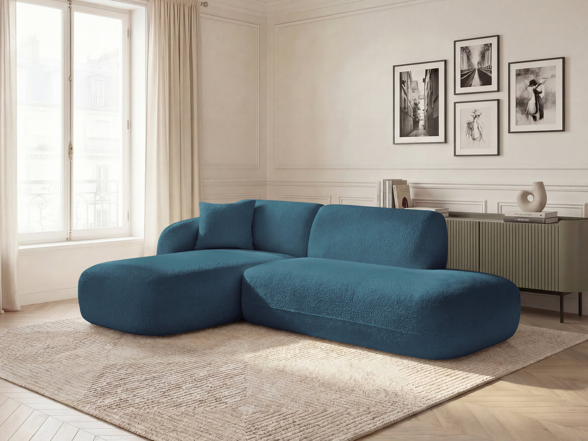 Bobochic Anda Ecksofa 241 × 163 cm Chenille Hellblau Ecke links