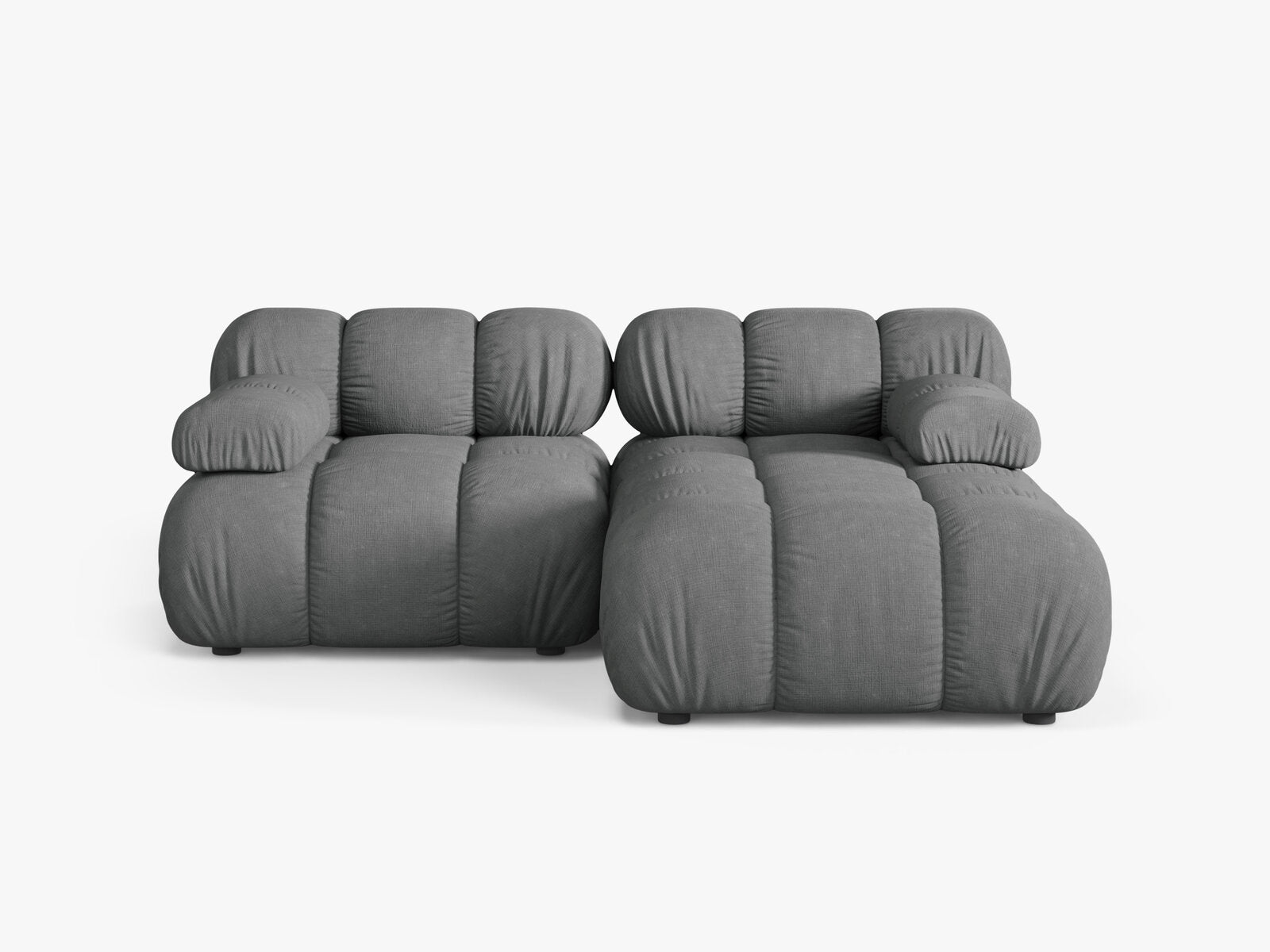 Micadoni Modulares Ecksofa Bellis 3-Sitzer Rechts Strukturierter Stoff Liberty Grau