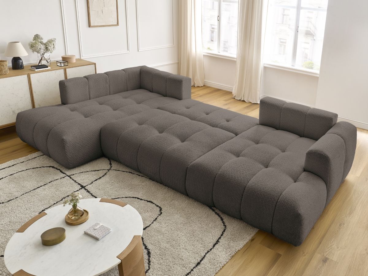 Bobochic Fuji Wohnlandschaft Bouclé-Stoff Braun Ecke rechts
