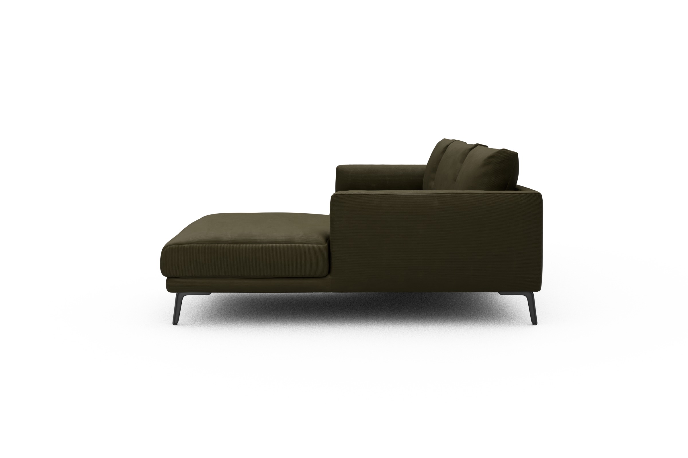 Ecksofa Karl Chaiselongue rechts mit 2,5-Sitzer Cordufine-Pine-Green