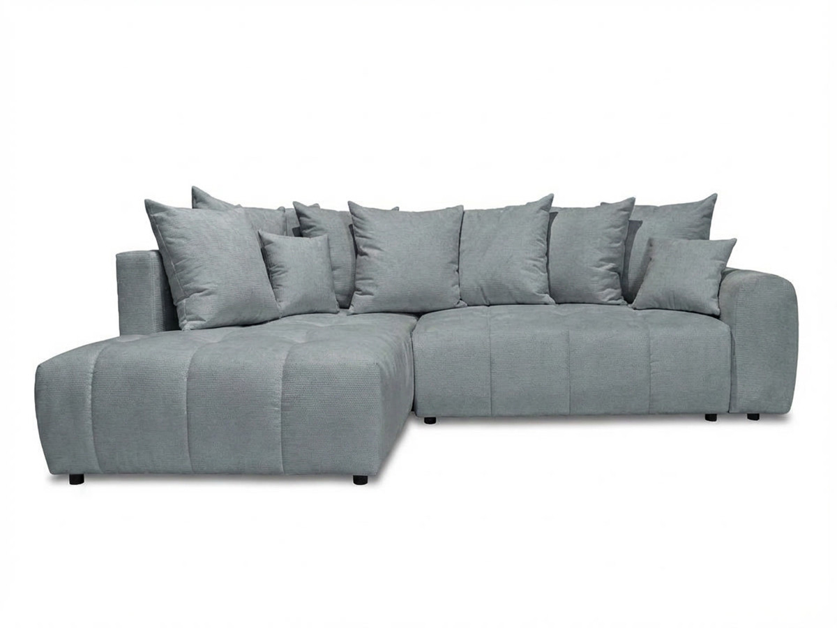 Bobochic Roxelane Ecksofa mit Schlaffunktion und Bettkasten Melange-Stoff Hellgrau Ecke links