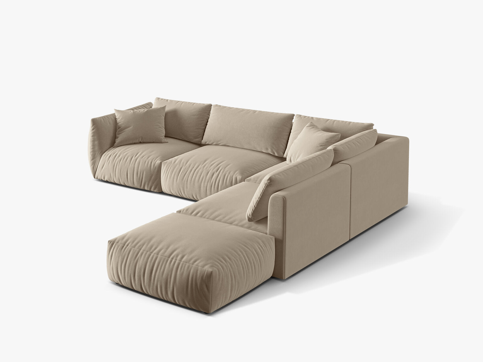 Micadoni Modulares Ecksofa Chris 4-Sitzer Rechts Samt Ecru