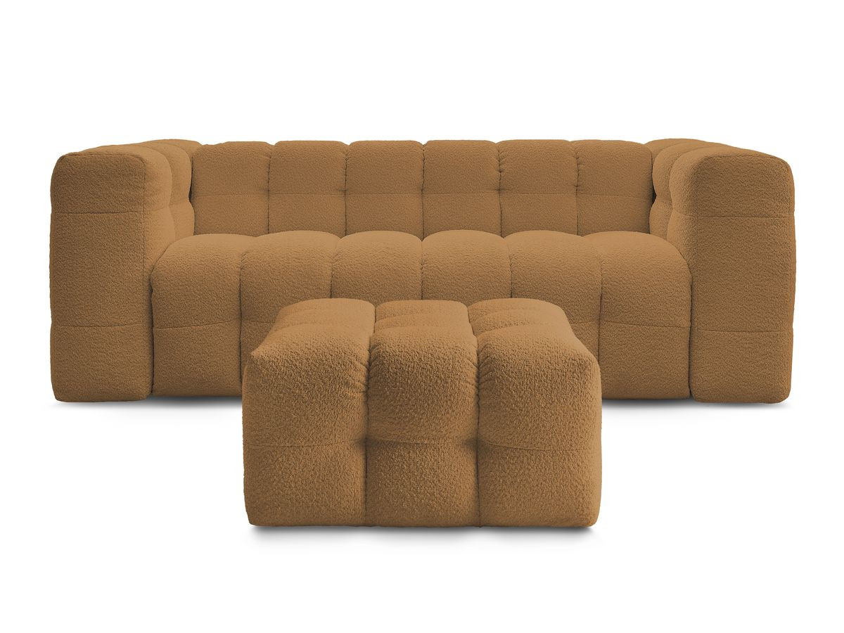 Bobochic Cloud Schlafsofa 3-Sitzer mit Pouf Bouclé-Stoff Gelb