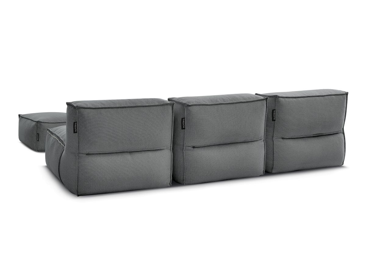 Bobochic Biarritz Gartensofa 4-Sitzer mit Pouf 252 × 168 cm Melange-Stoff Schwarz