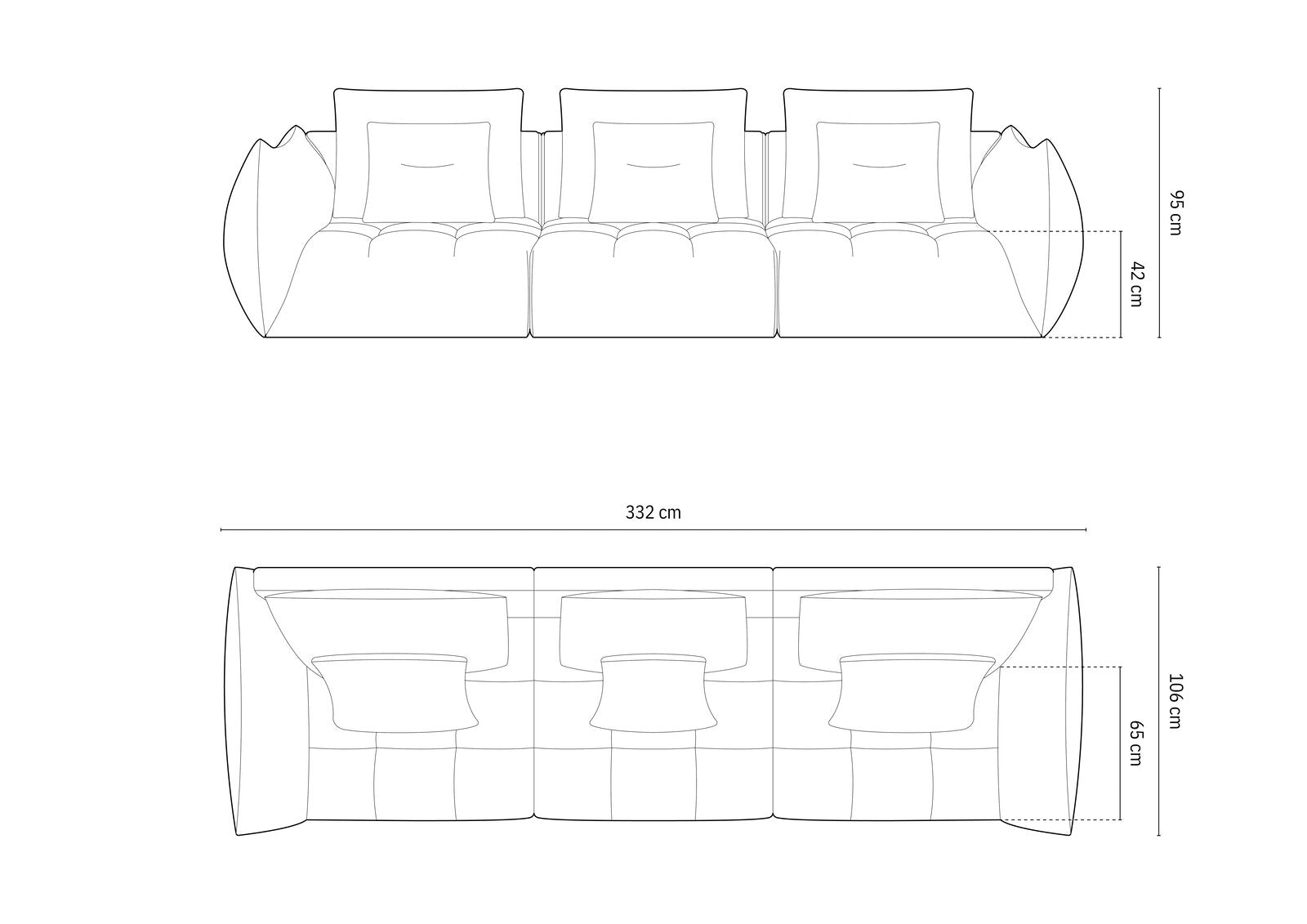 Micadoni Sofa Bloom 4-Sitzer Samt Ecru