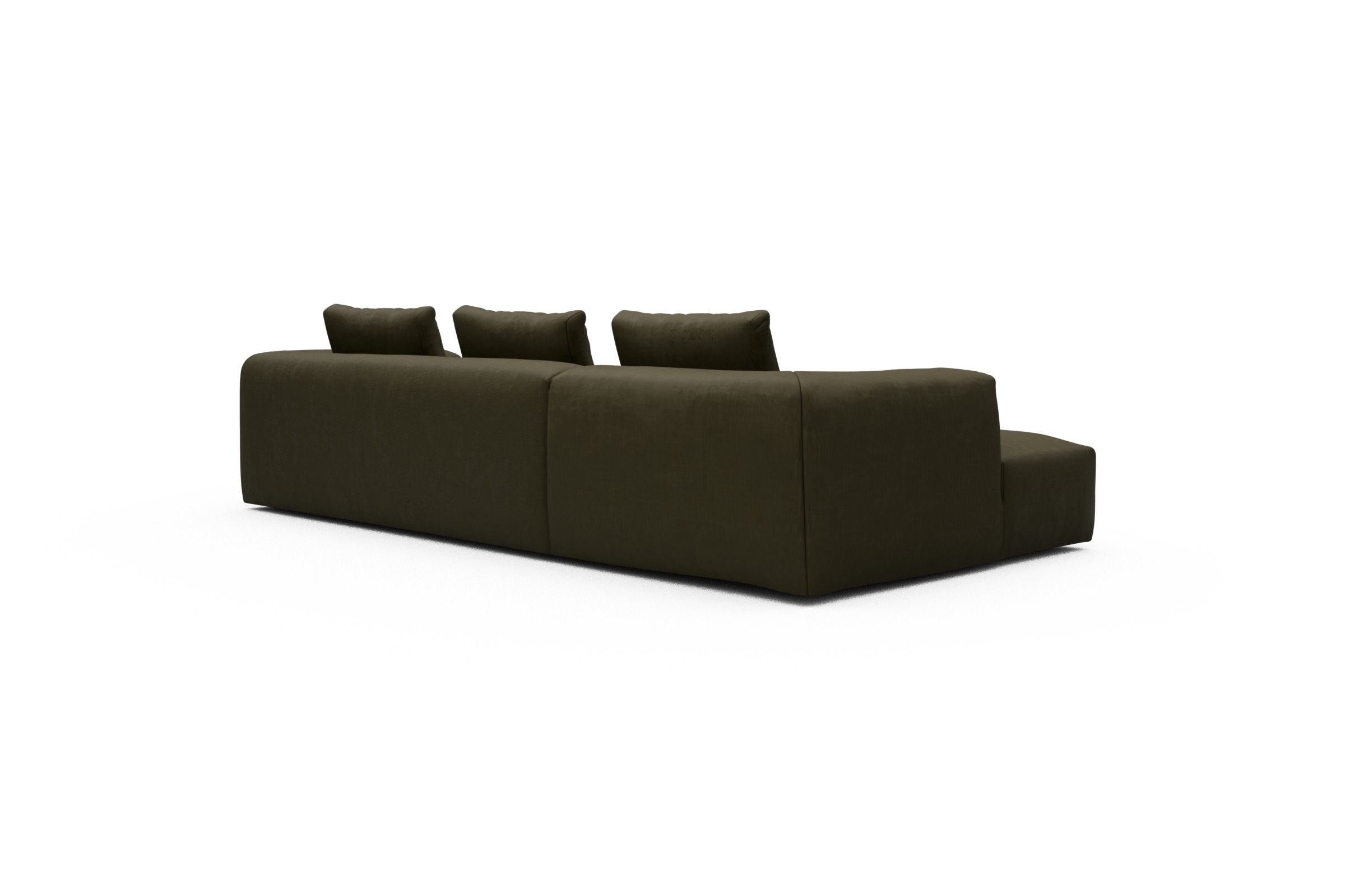 Ecksofa Fred Chaiselongue links mit 2,5-Sitzer Cordufine-Pine-Green