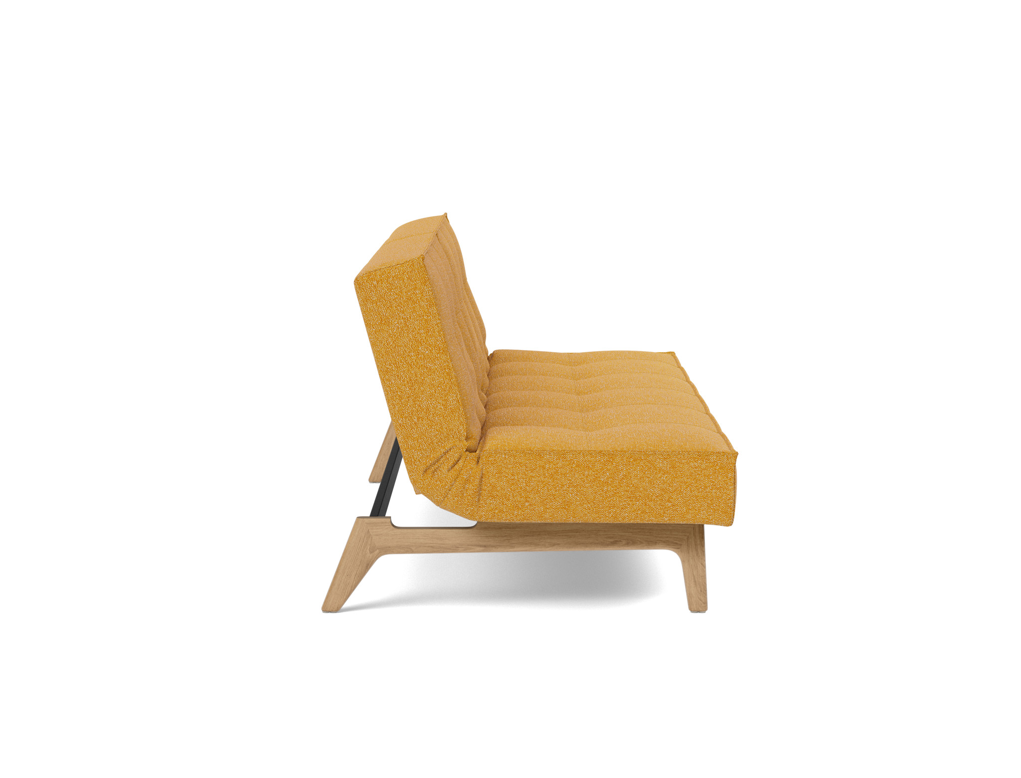 Schlafsofa Splitback Boucle Skandi 536-Ochre Beine Eiche
