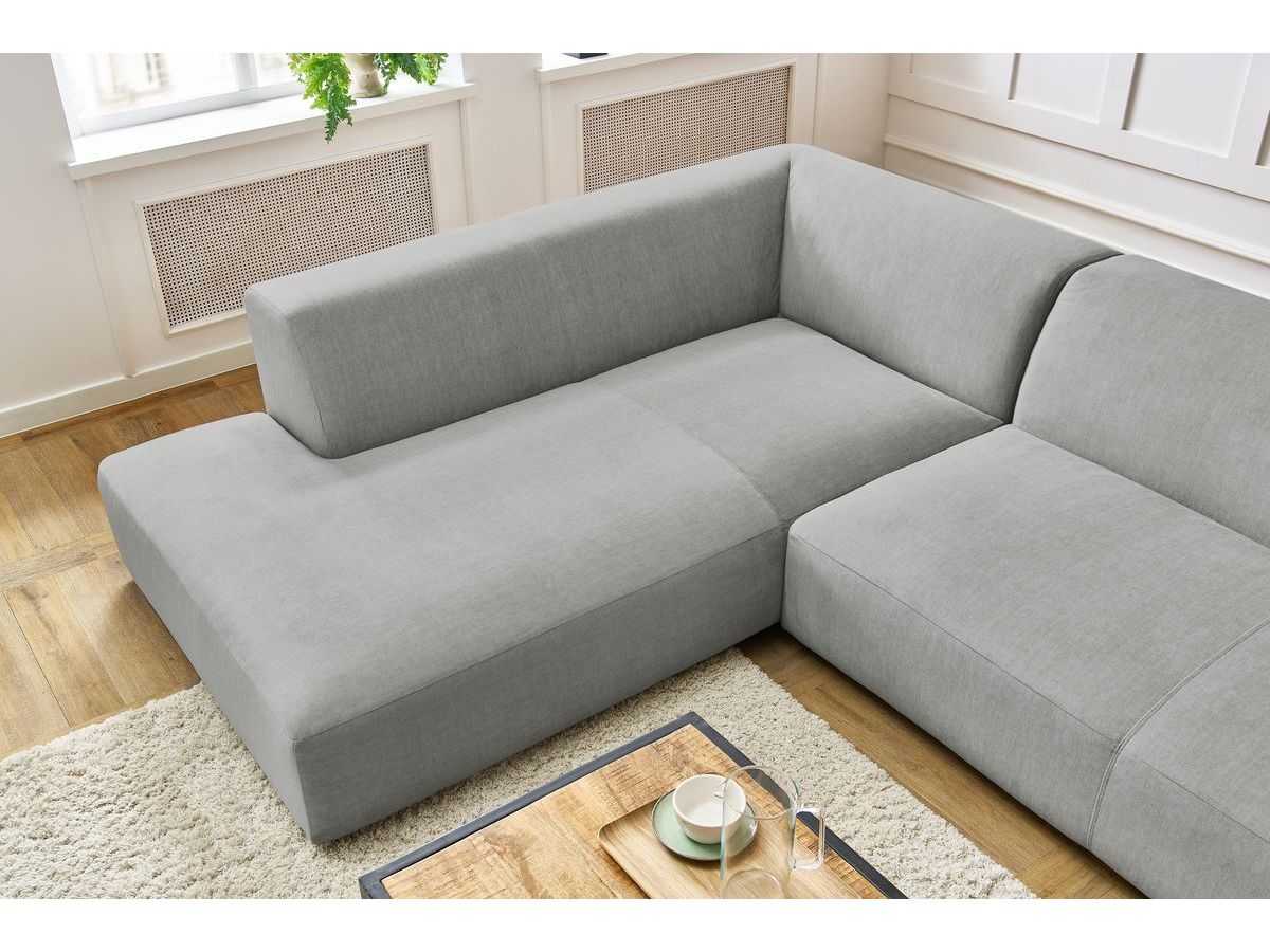 Bobochic Lavena Wohnlandschaft 359 × 220 cm Samt Hellgrau Ecke rechts