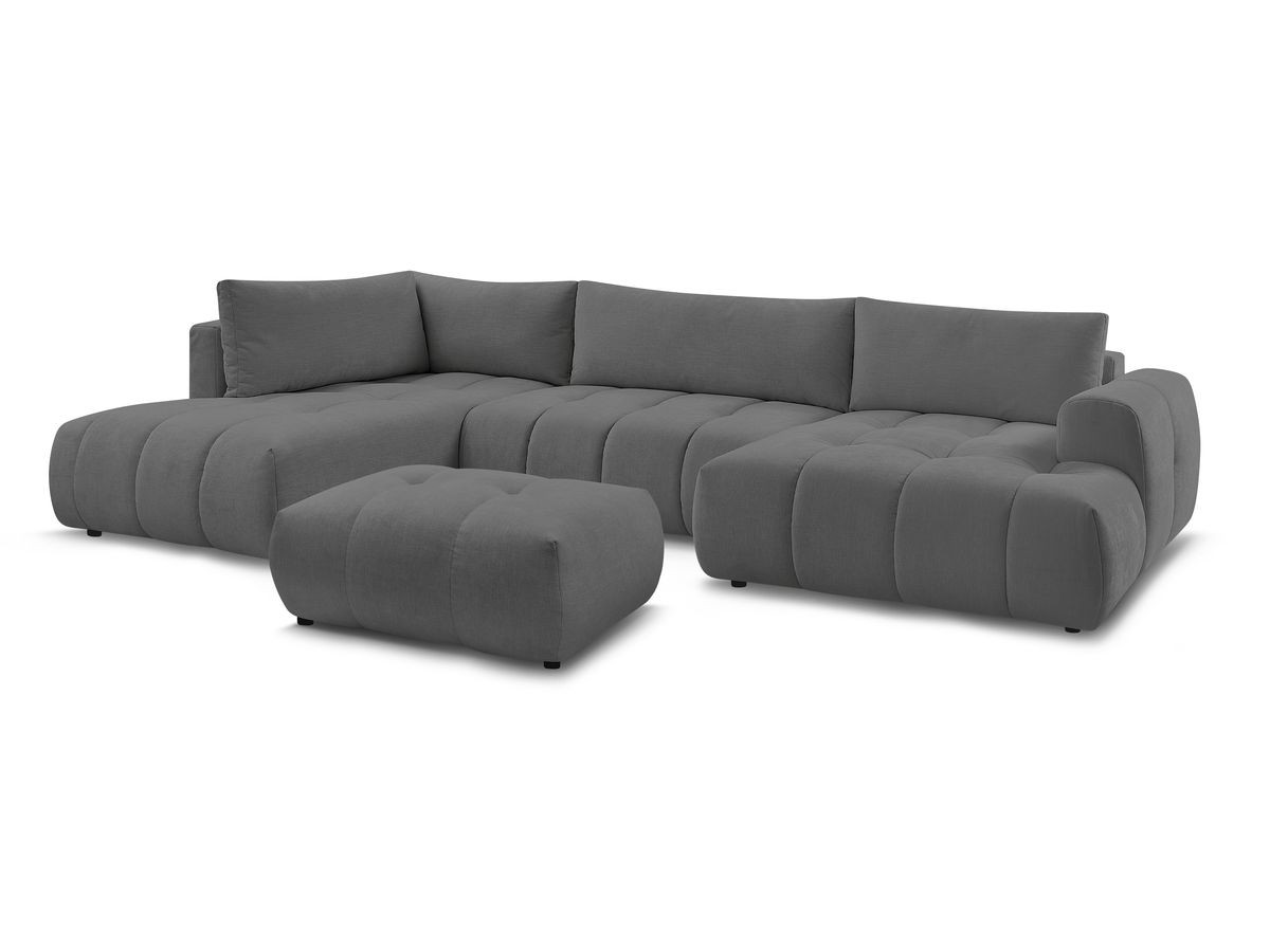 Bobochic Fuji Wohnlandschaft mit Pouf Stoff Dunkelgrau Ecke rechts