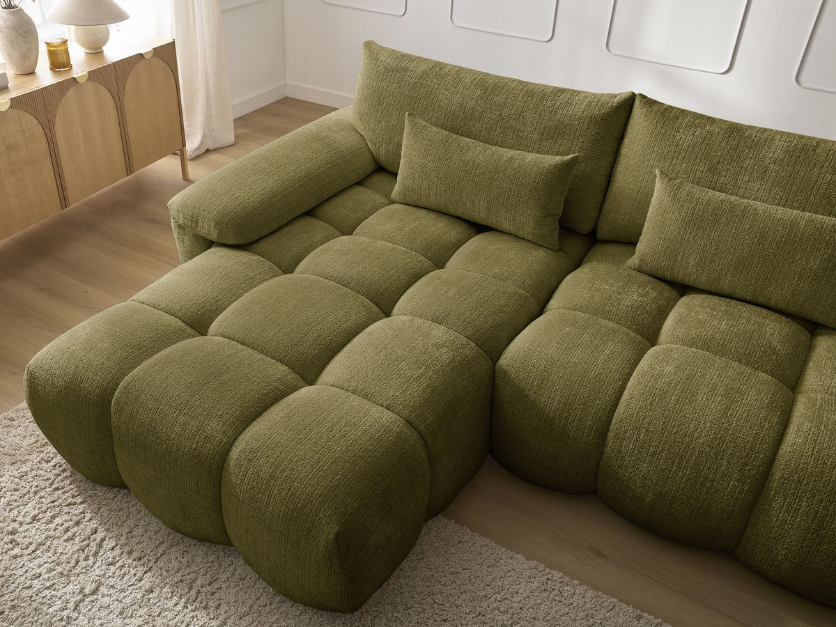 Bobochic Ivane Ecksofa Strukturstoff Grün Ecke links
