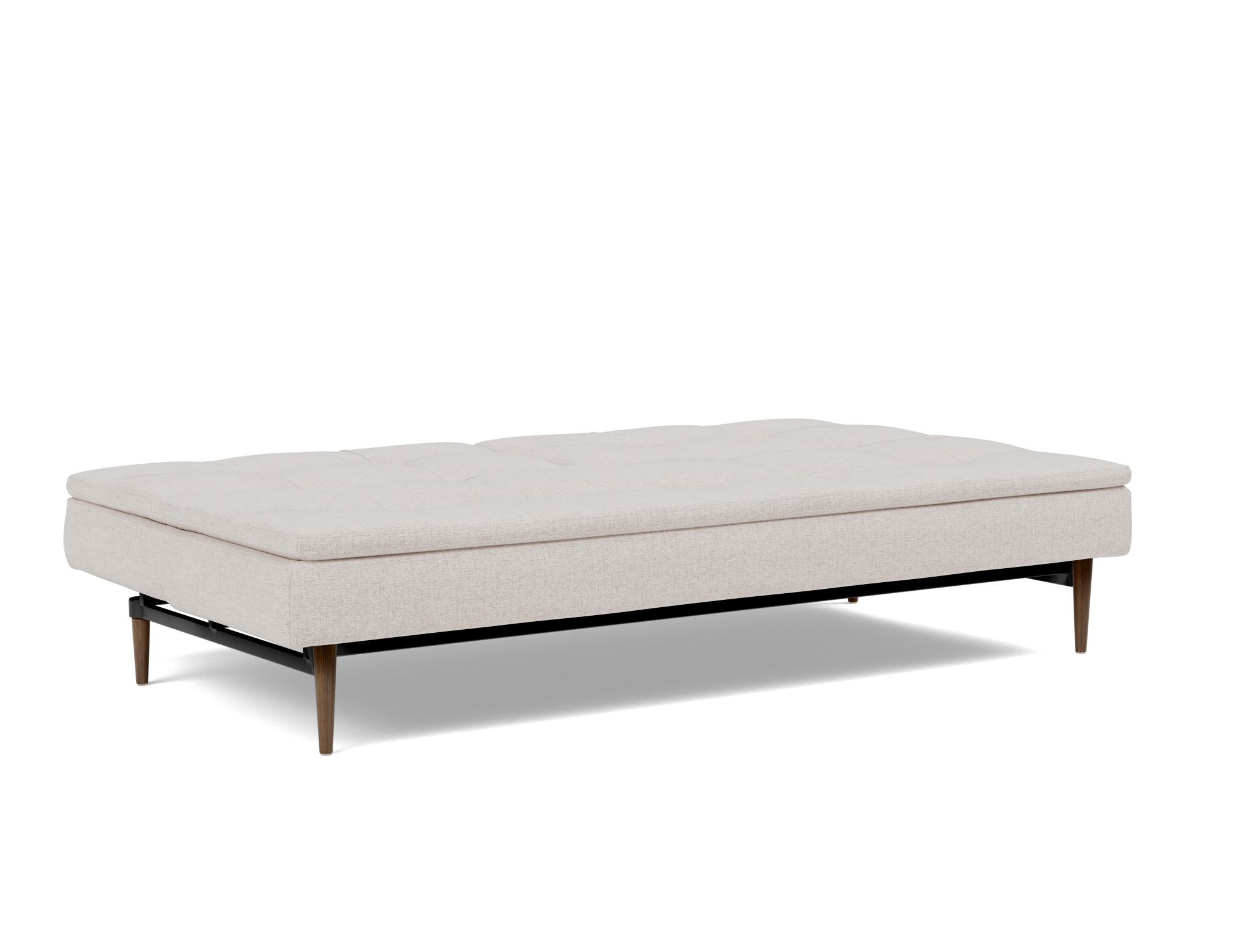 Schlafsofa Dublexo Strukturierter Stoff Weda 300-Weda-Sand Beine Styletto Eiche dunkel