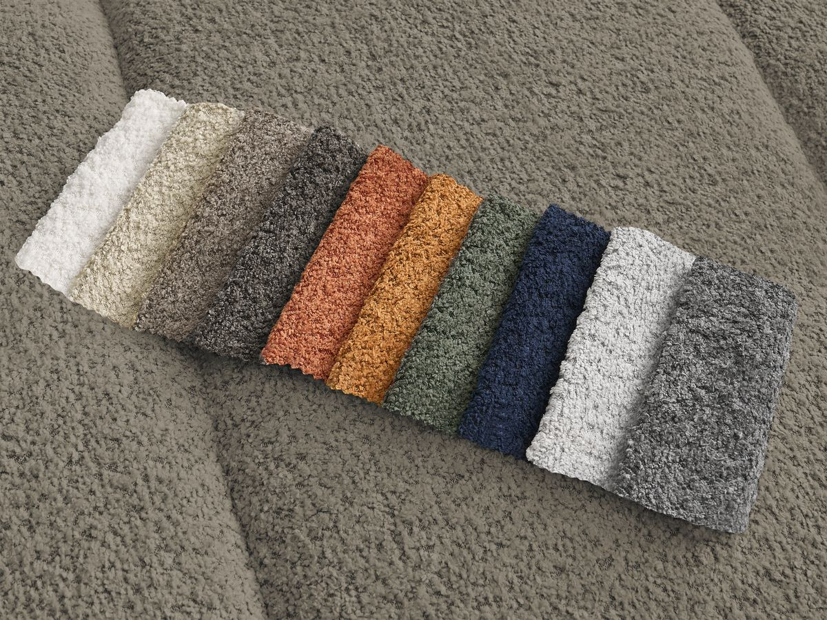 Bobochic Pamira Sofa 5-Sitzer mit Pouf Bouclé-Stoff Taupe