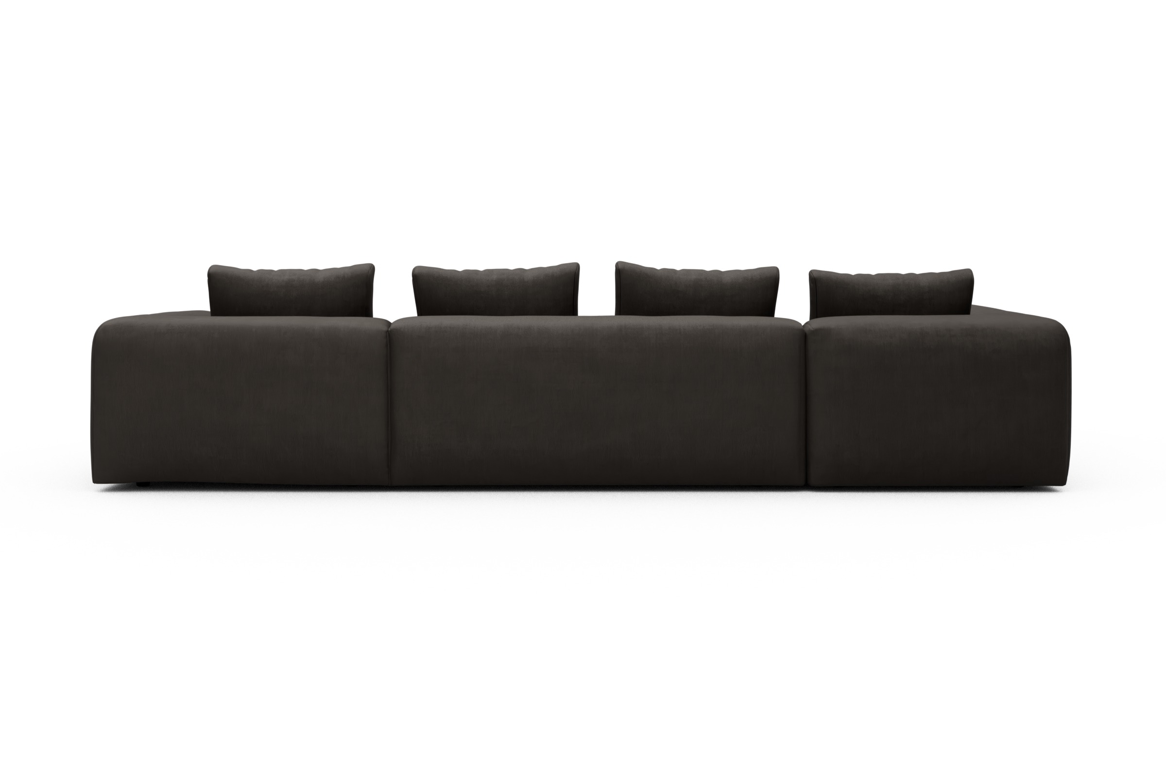 Wohnlandschaft Fred Chaiselongue rechts mit 2-Sitzer und lange Armlehne links Cordufine-Taupe