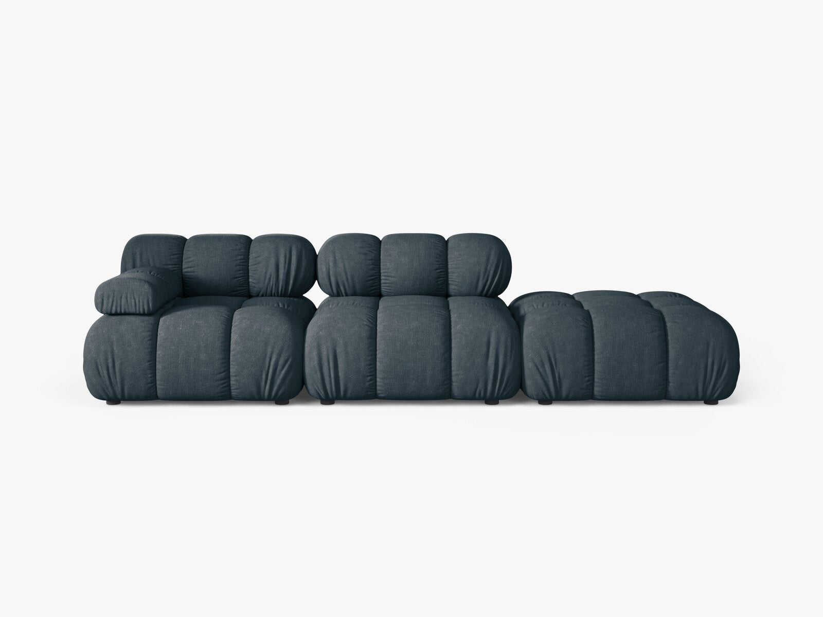 Micadoni Modulares Sofa Bellis 4-Sitzer Rechts Strukturierter Stoff Liberty Dunkel Petrol