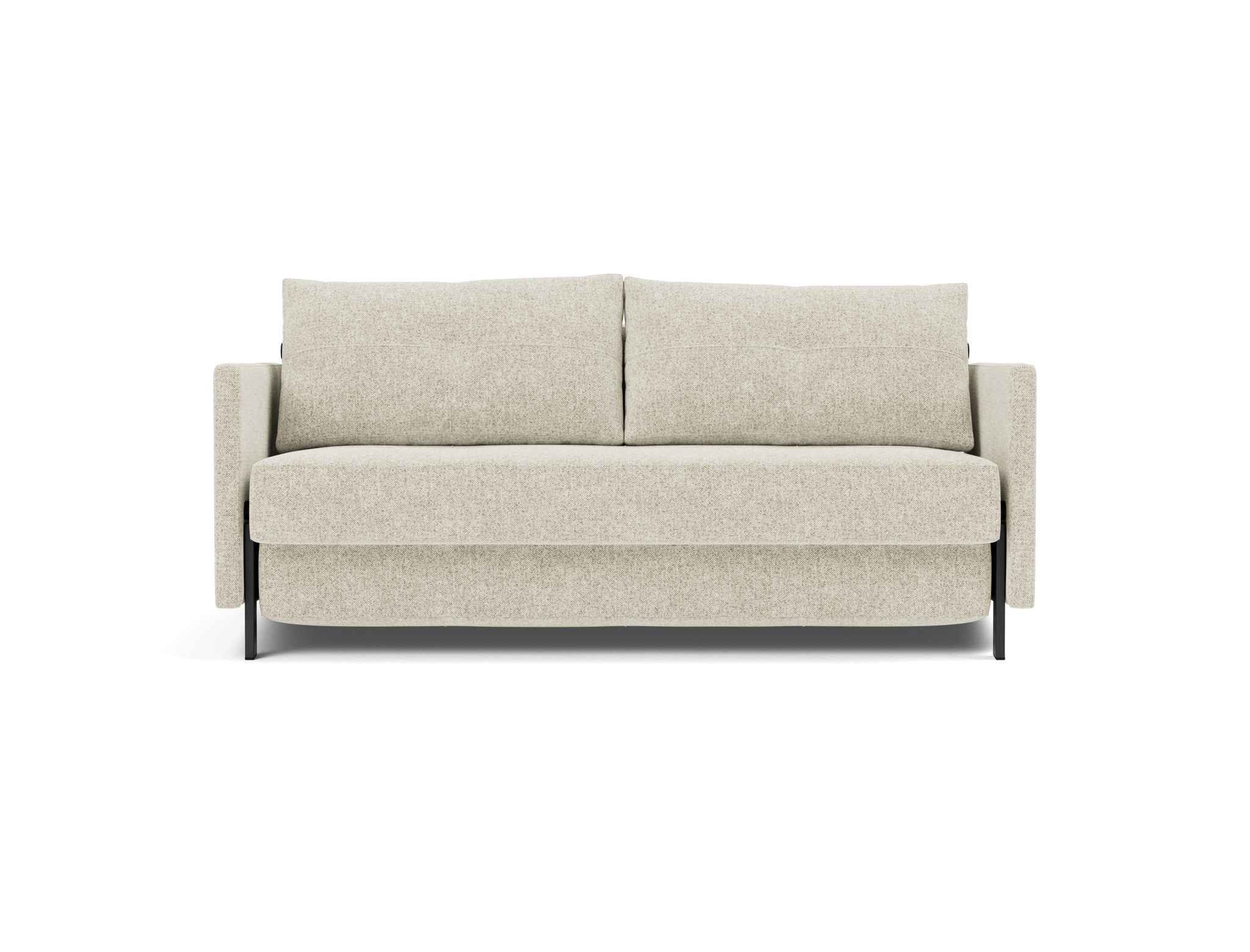 Schlafsofa Cubed mit Armlehnen 160 Strukturierter Stoff Taura 357-Off-White