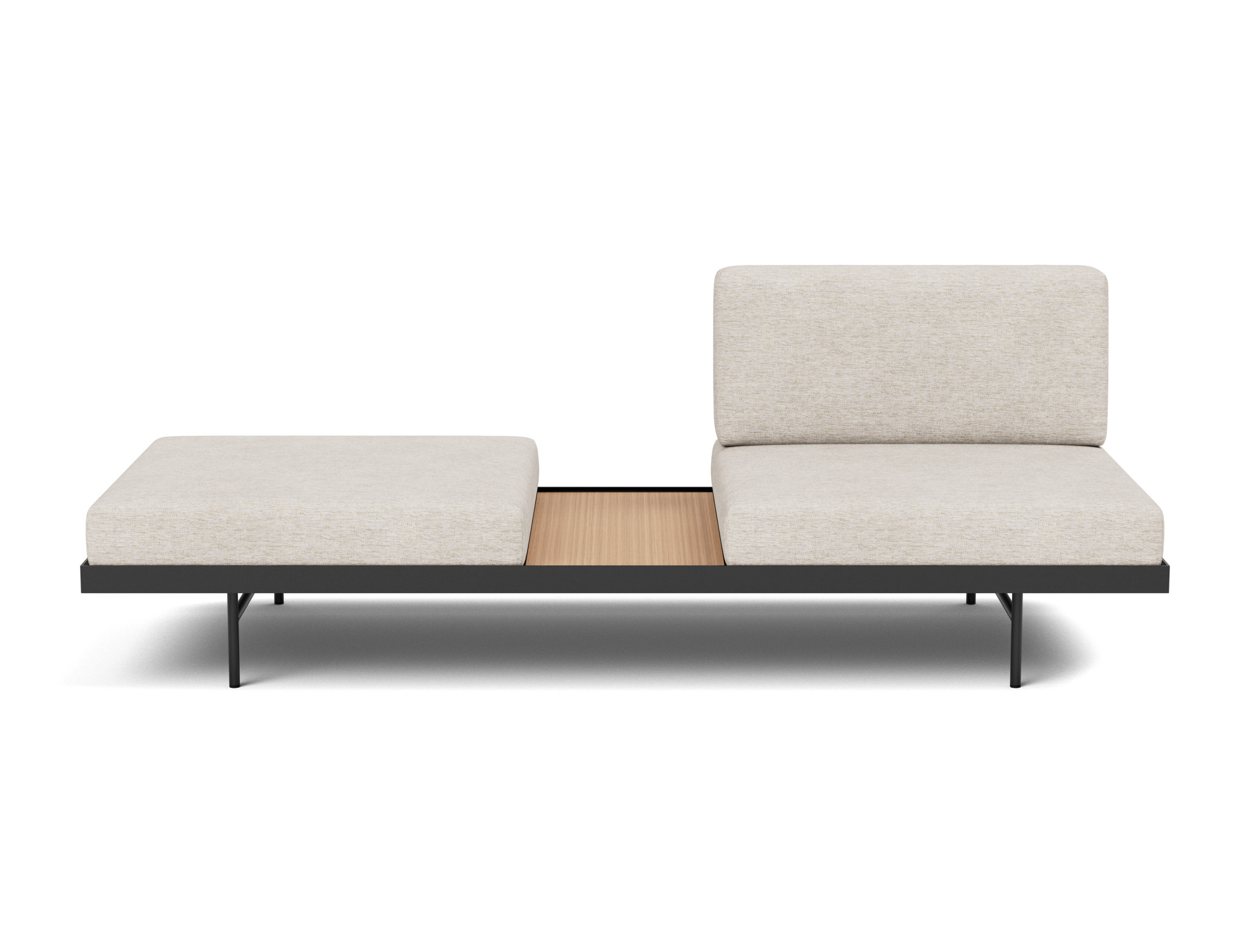 Tagesbett Puri Chenille Yuveno 470-Natural Beine mit Eichentisch