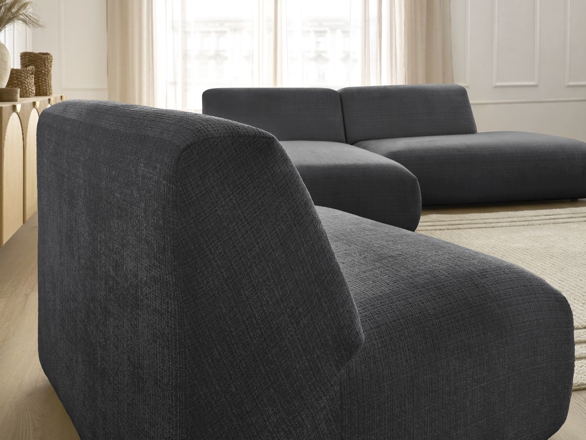 Bobochic Sirius Ecksofa 405 × 170 cm Strukturstoff Schwarz Ecke links