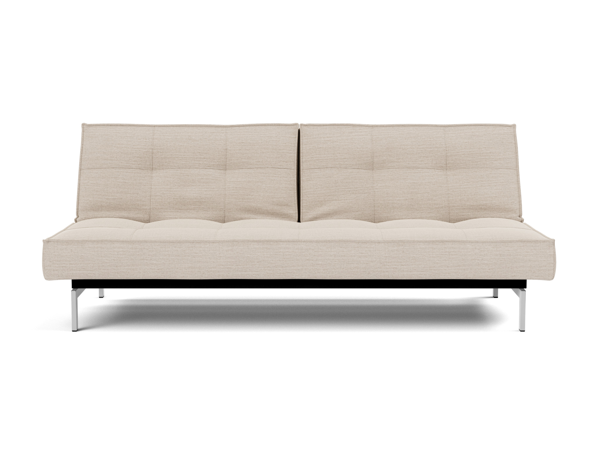 Schlafsofa Splitback Webstoff Blida 612-Sand-Grey Beine Chrom