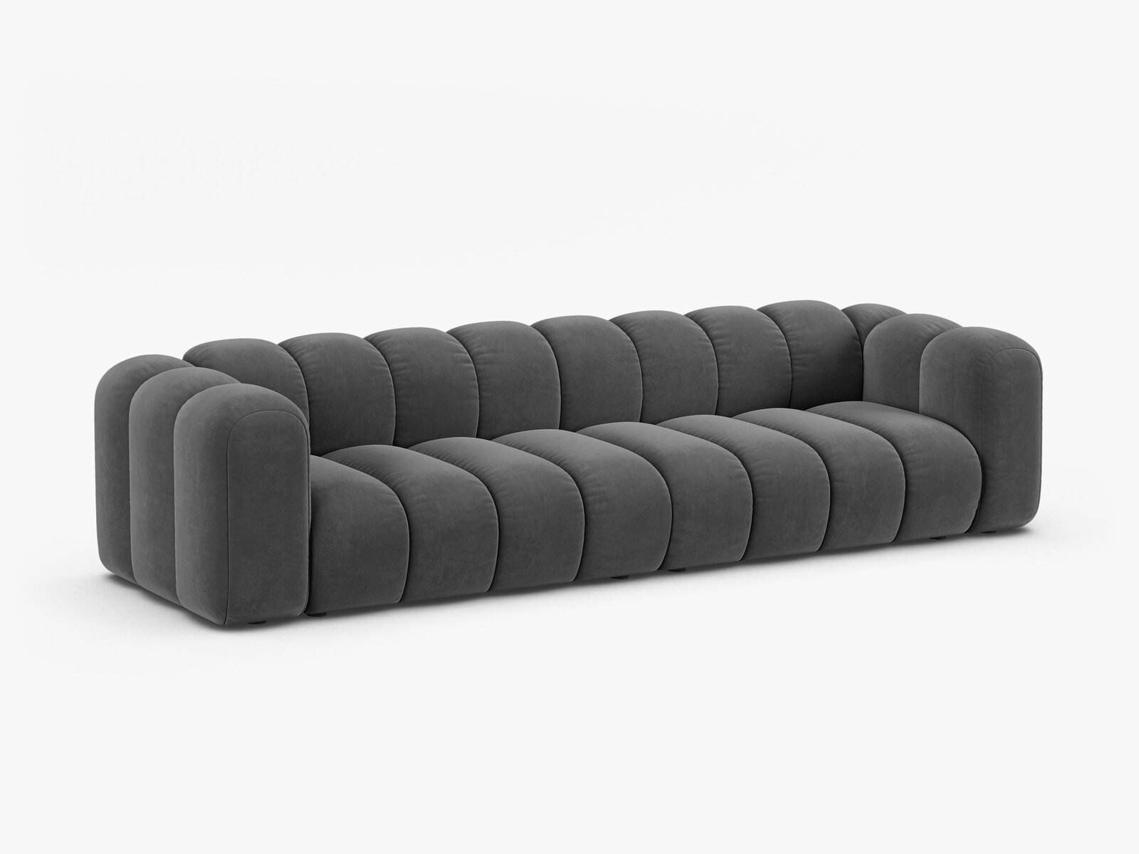 Micadoni Modulares Sofa Lupine 4-Sitzer Samt Venus Grau