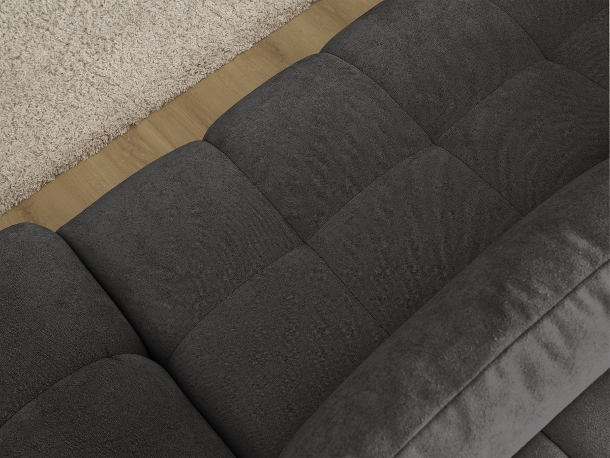 Bobochic Everest Ecksofa mit Schlaffunktion und Bettkasten 318 × 180 cm, 3 Kissen Strukturstoff Schwarz Ecke links