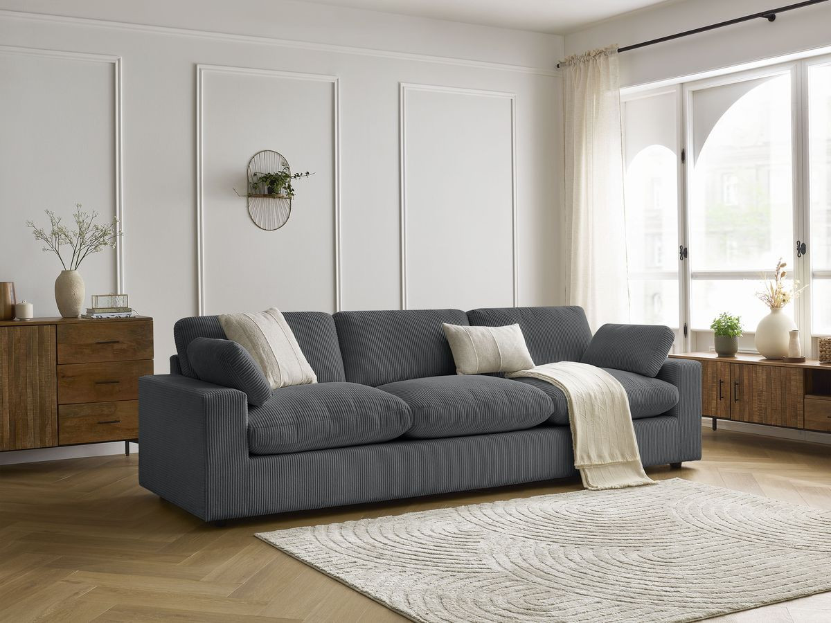Bobochic Belair Sofa 4-Sitzer Cordsamt Dunkelgrau