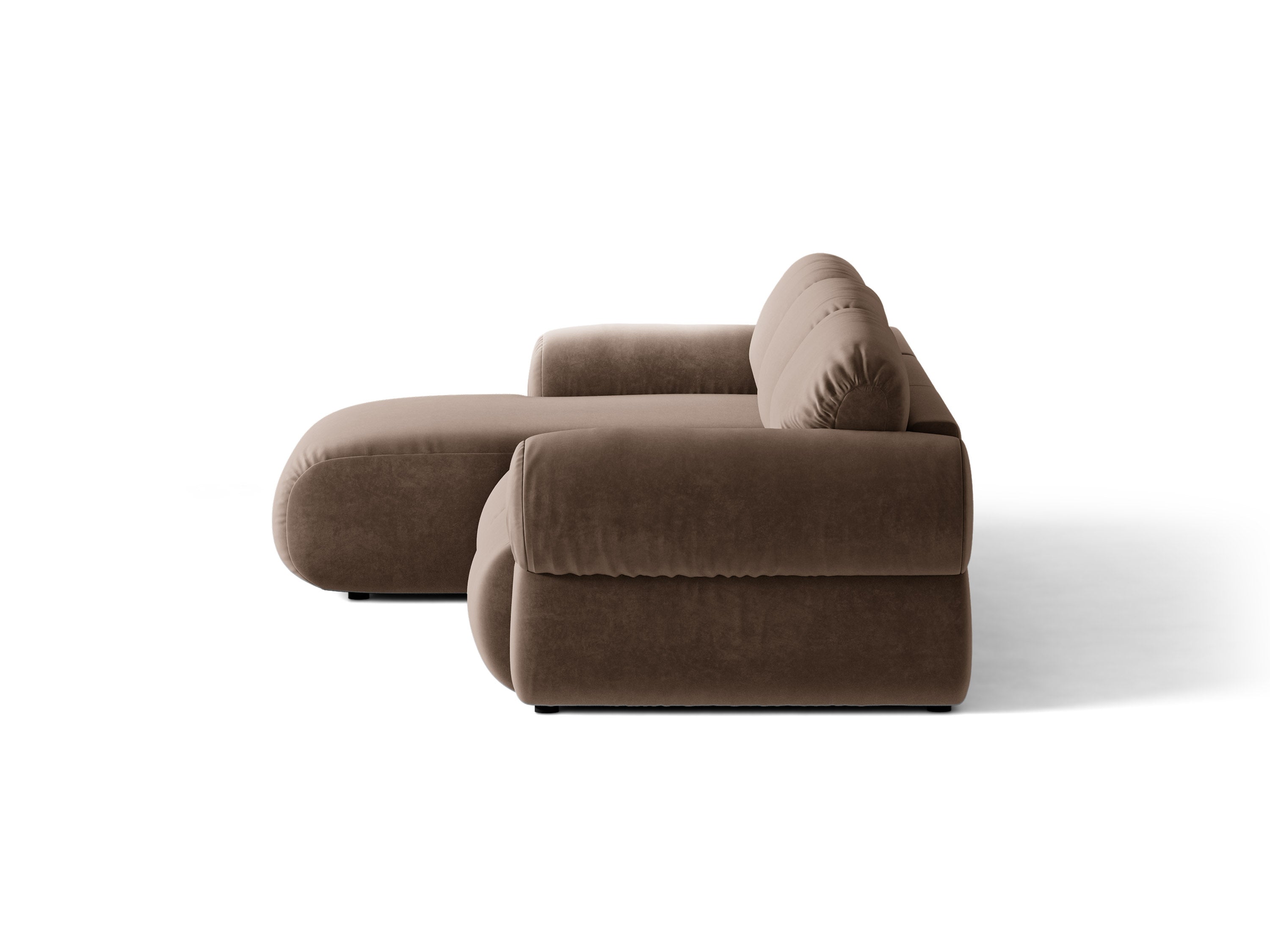 Micadoni Ophelia Ecksofa 6-Sitzer Links Samt Salvador Schokolade