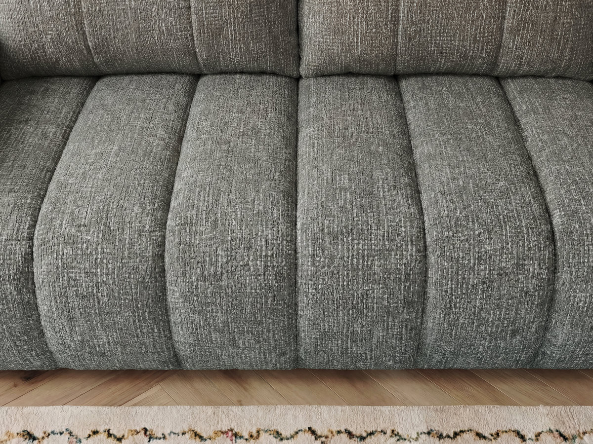 Bobochic Nesty Sofa 3-Sitzer mit Pouf Melange-Stoff Dunkelgrau