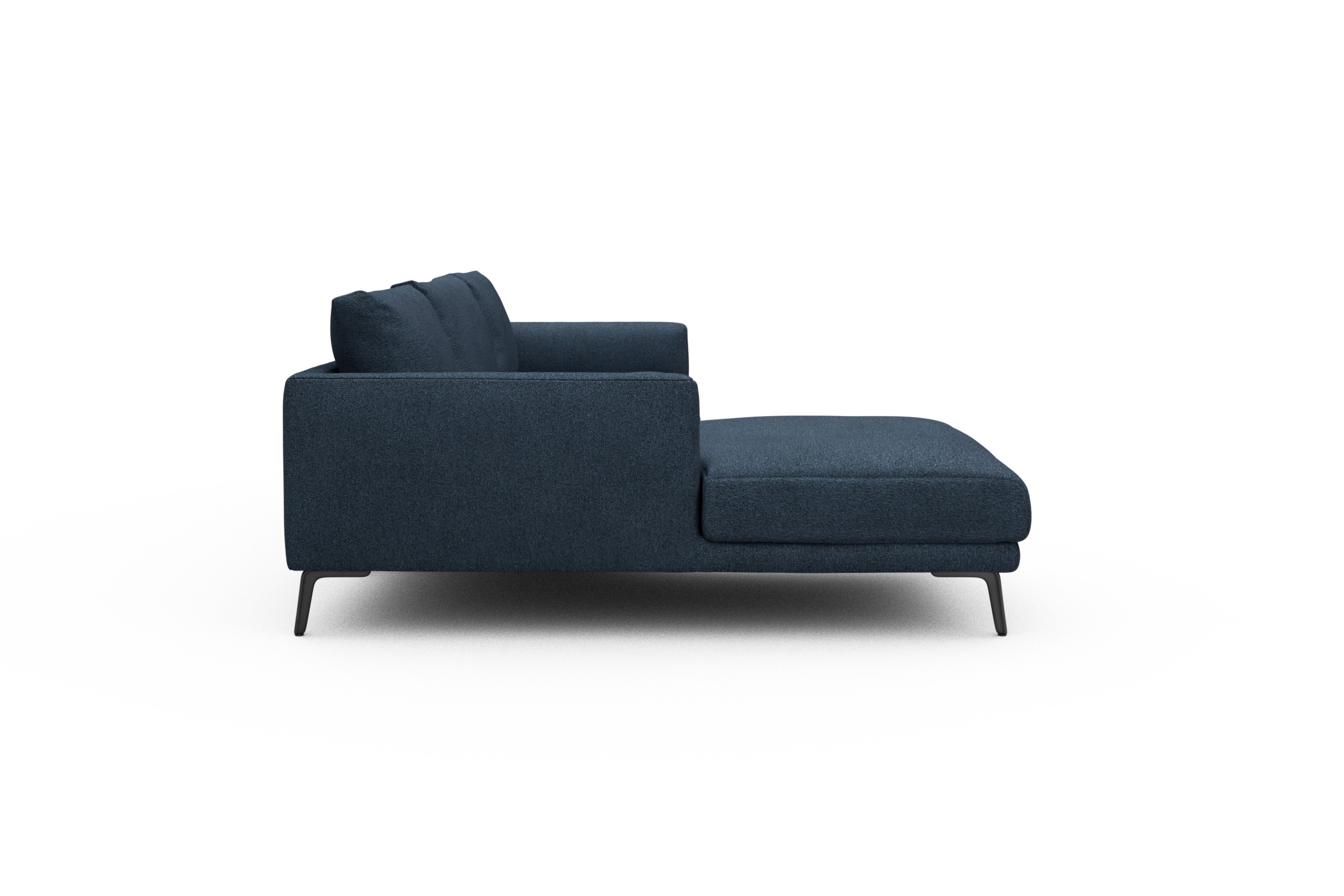 Ecksofa Karl Chaiselongue links mit 2,5-Sitzer Boucle-Blue