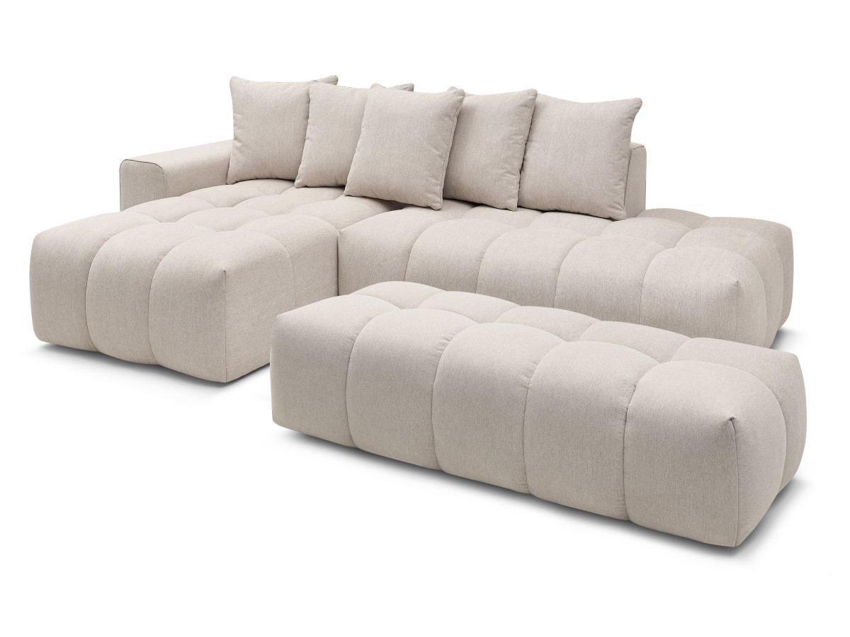 Bobochic Mont-blanc Ecksofa mit Pouf Melange-Stoff Beige Ecke links