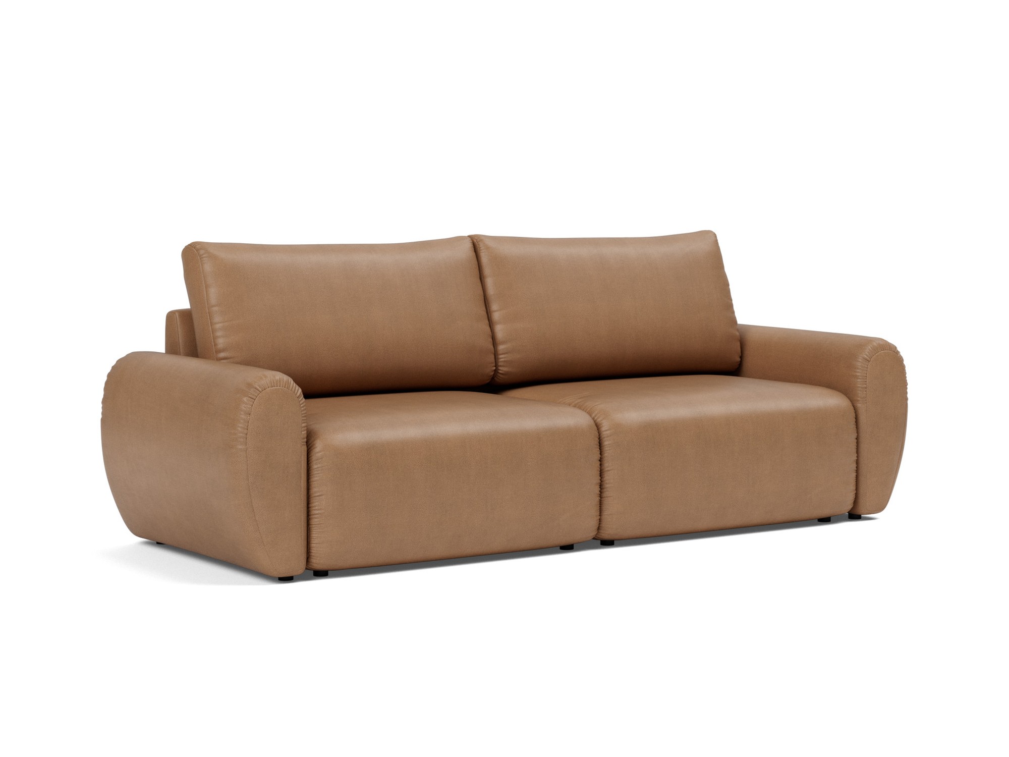 Schlafsofa Norum mit Curve-Armlehnen Lederoptik Faunal 551-Brown