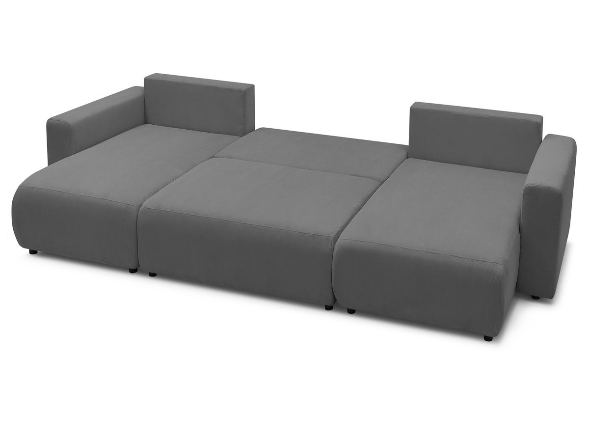 Bobochic Envy Wohnlandschaft mit Pouf Cordsamt Dunkelgrau
