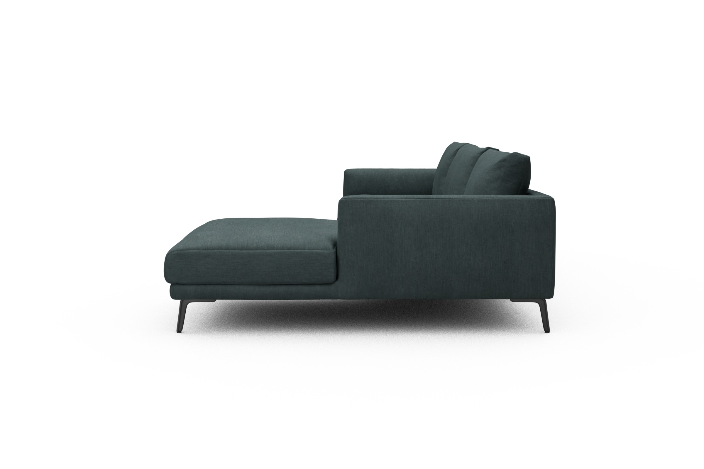 Ecksofa Karl Chaiselongue rechts mit 2,5-Sitzer Vivus-Blue