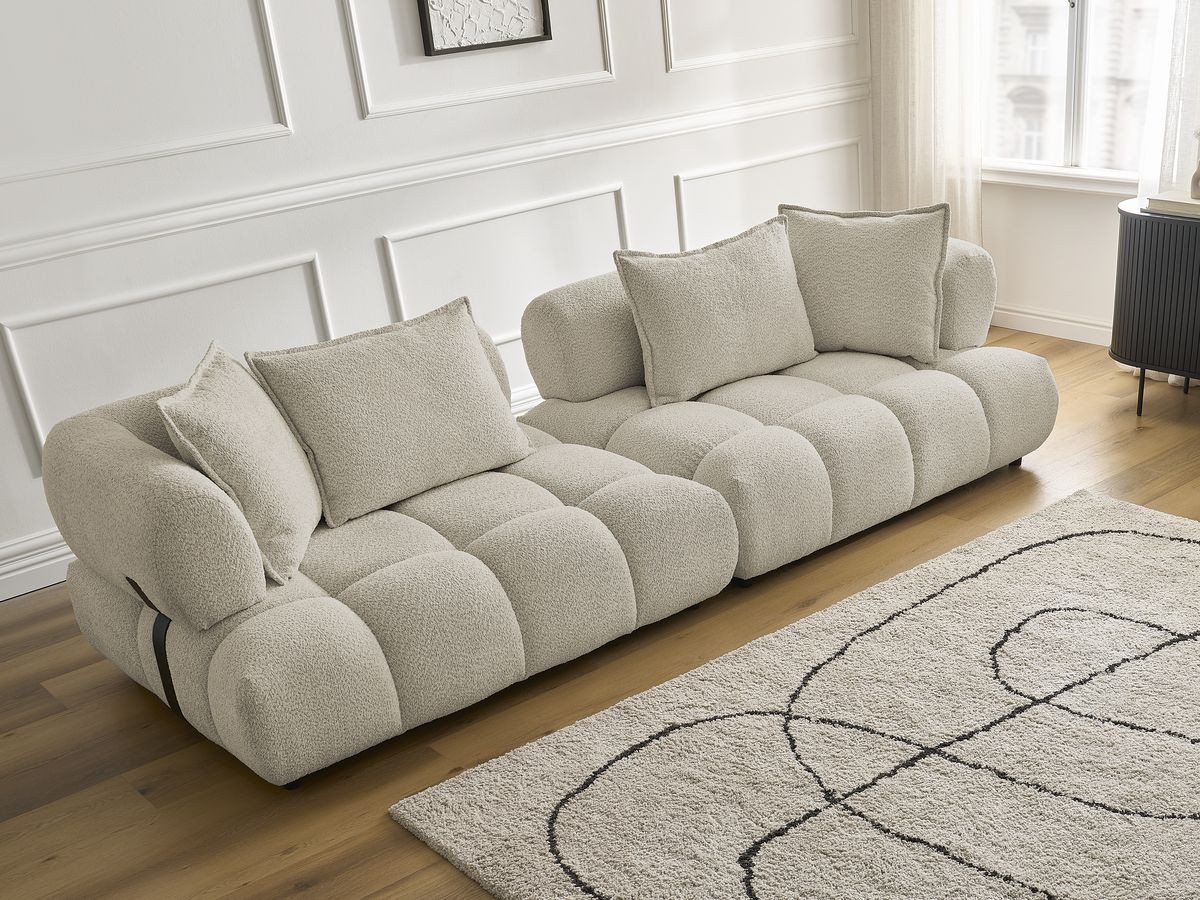Bobochic Alya Sofa 4-Sitzer Bouclé-Stoff Beige