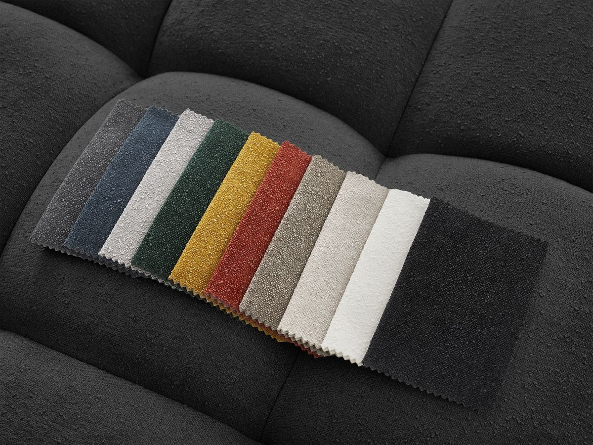 Bobochic Everest Ecksofa mit Schlaffunktion und Pouf, 4 Kissen Strukturstoff Schwarz Ecke rechts